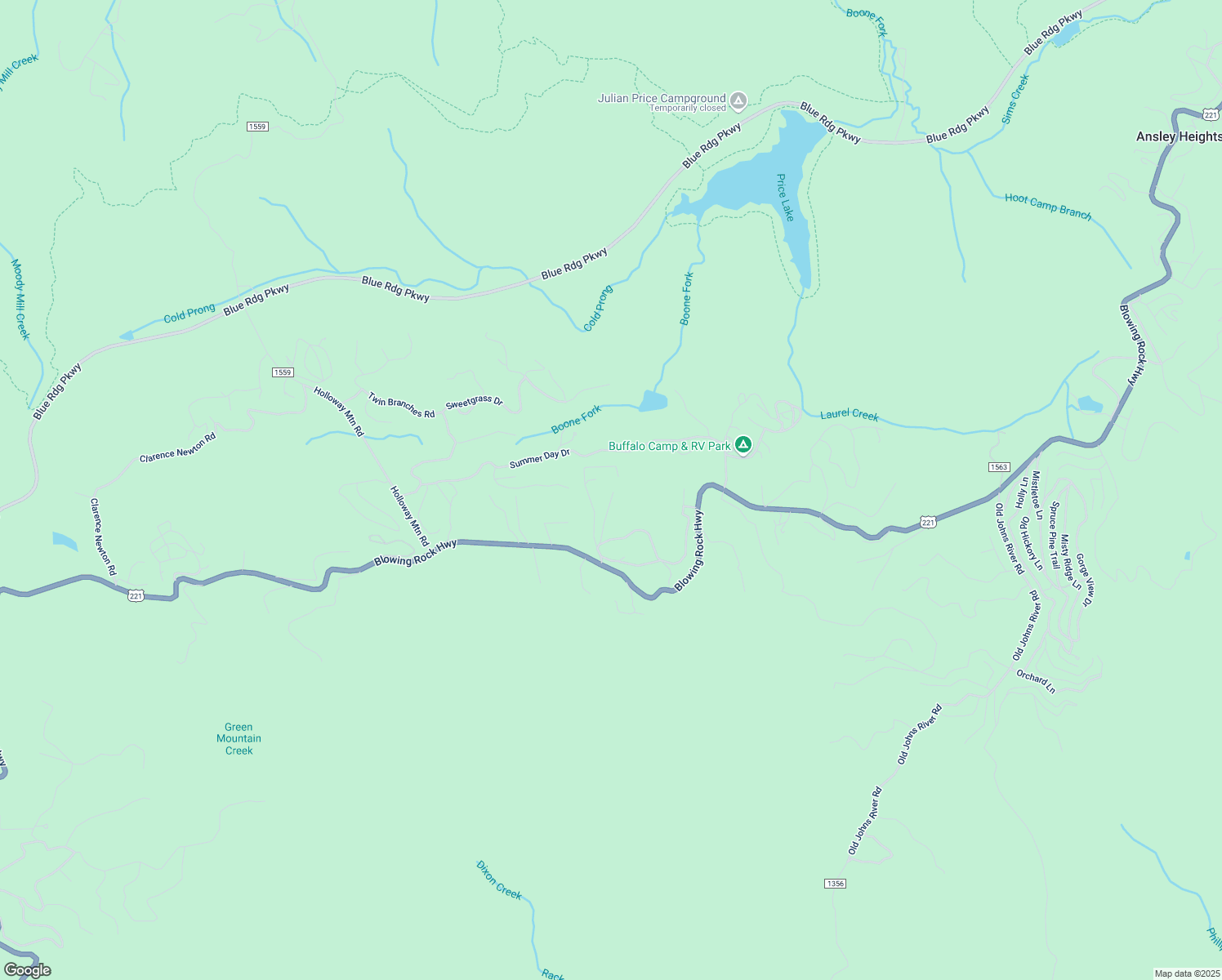 map of restaurants, bars, coffee shops, grocery stores, and more near 275 Yonahlossee Park Road in Blowing Rock