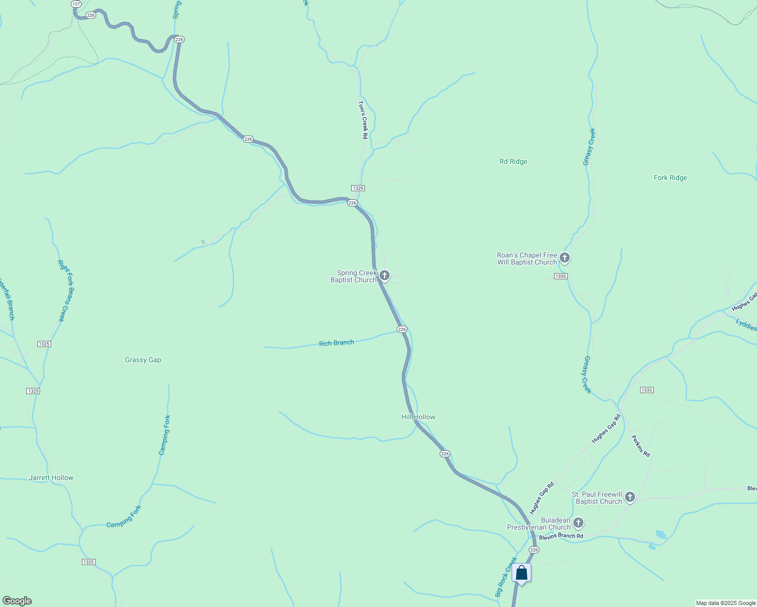 map of restaurants, bars, coffee shops, grocery stores, and more near 13787 North Carolina 226 in Bakersville