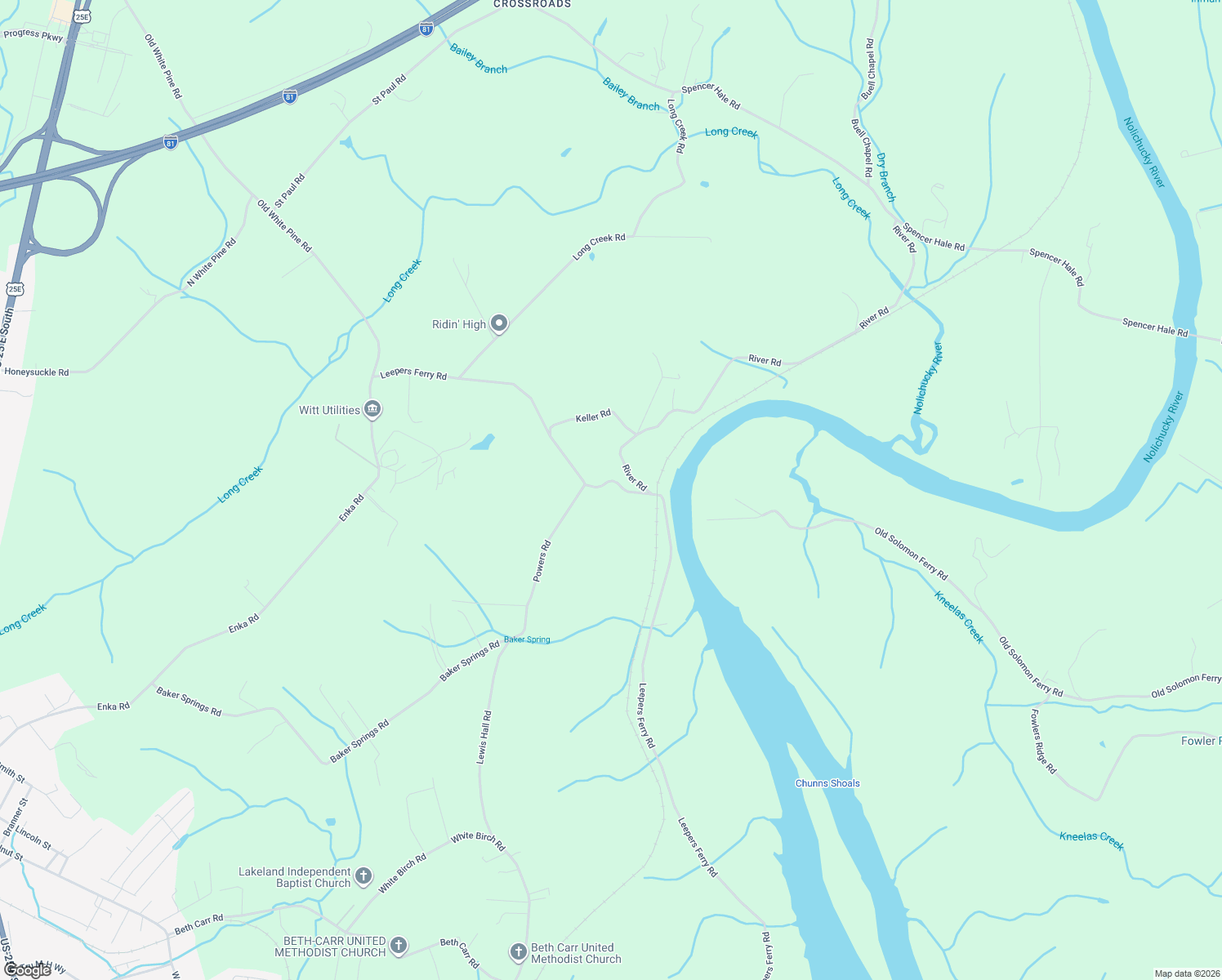 map of restaurants, bars, coffee shops, grocery stores, and more near 5972 Leepers Ferry Rd in White Pine