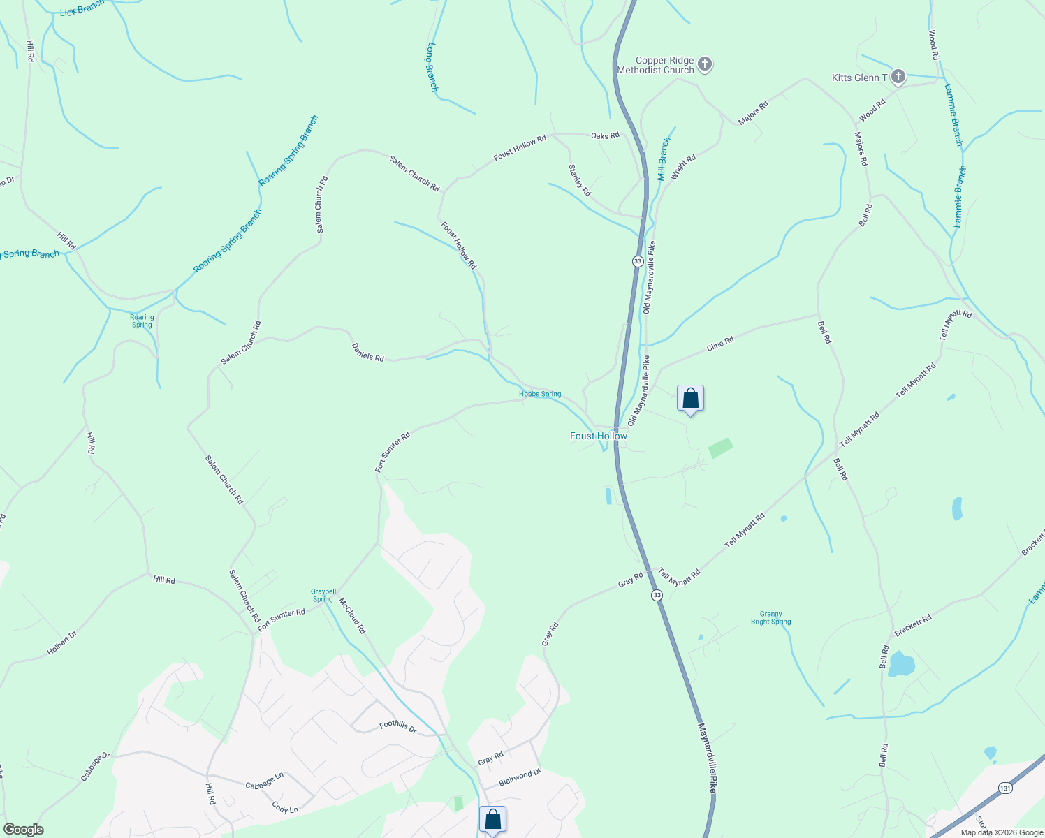 map of restaurants, bars, coffee shops, grocery stores, and more near 5720 Fort Sumter Road in Knoxville