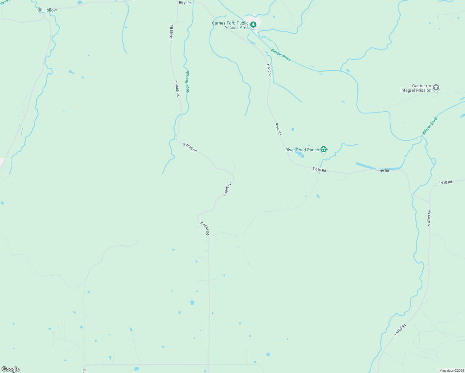 map of restaurants, bars, coffee shops, grocery stores, and more near 61551 South 4688 Road in Colcord