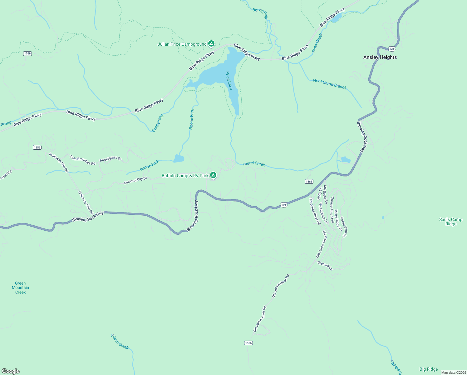 map of restaurants, bars, coffee shops, grocery stores, and more near 4976 U.S. 221 in Blowing Rock