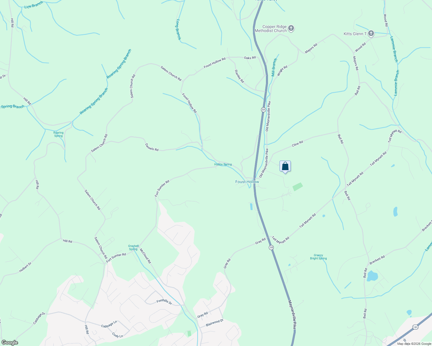 map of restaurants, bars, coffee shops, grocery stores, and more near 5724 Fort Sumter Road in Knoxville