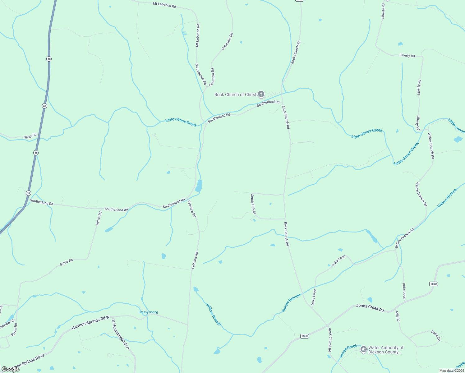 map of restaurants, bars, coffee shops, grocery stores, and more near 118 Hillside Drive in Dickson