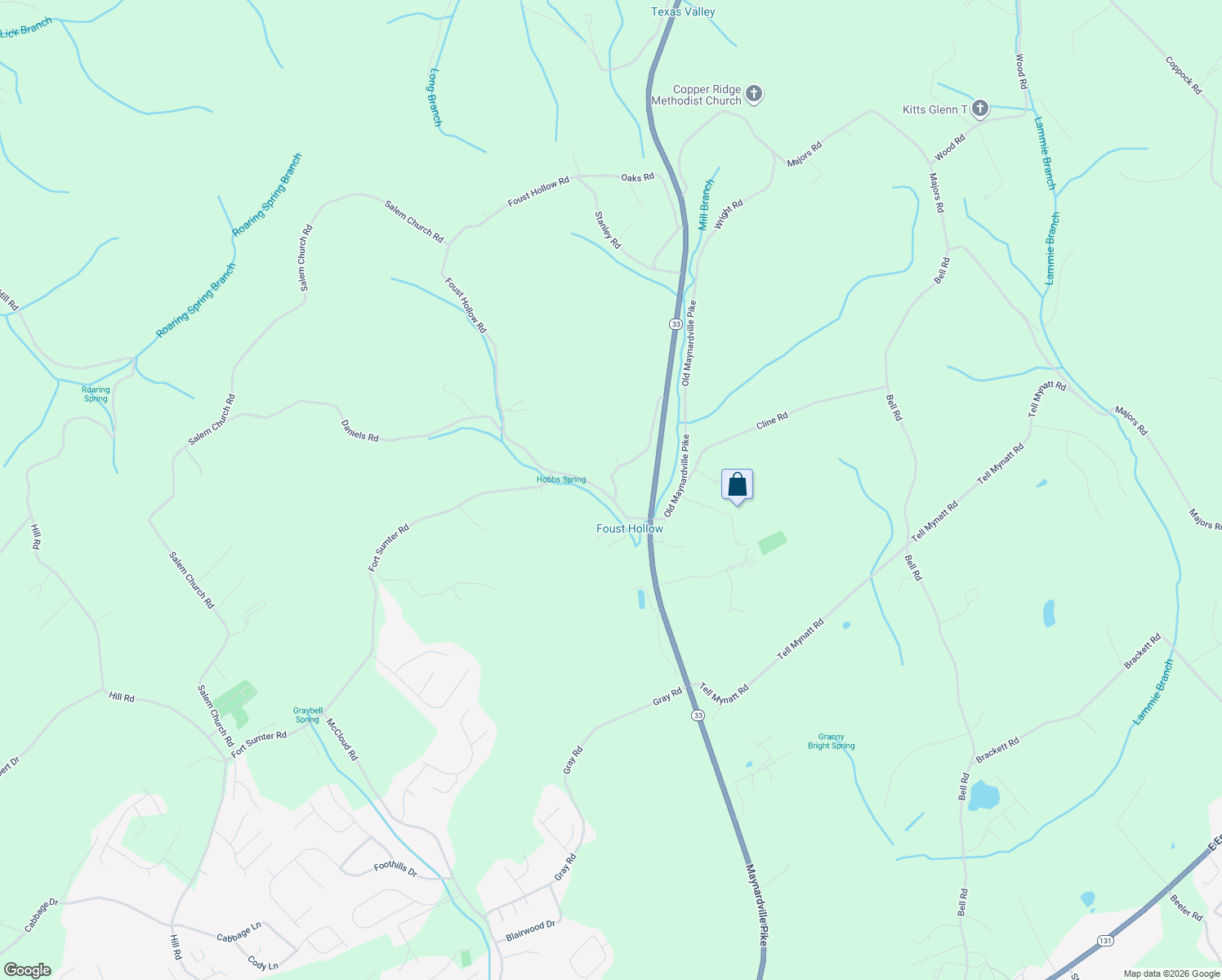 map of restaurants, bars, coffee shops, grocery stores, and more near 5821 Fort Sumter Road in Knoxville