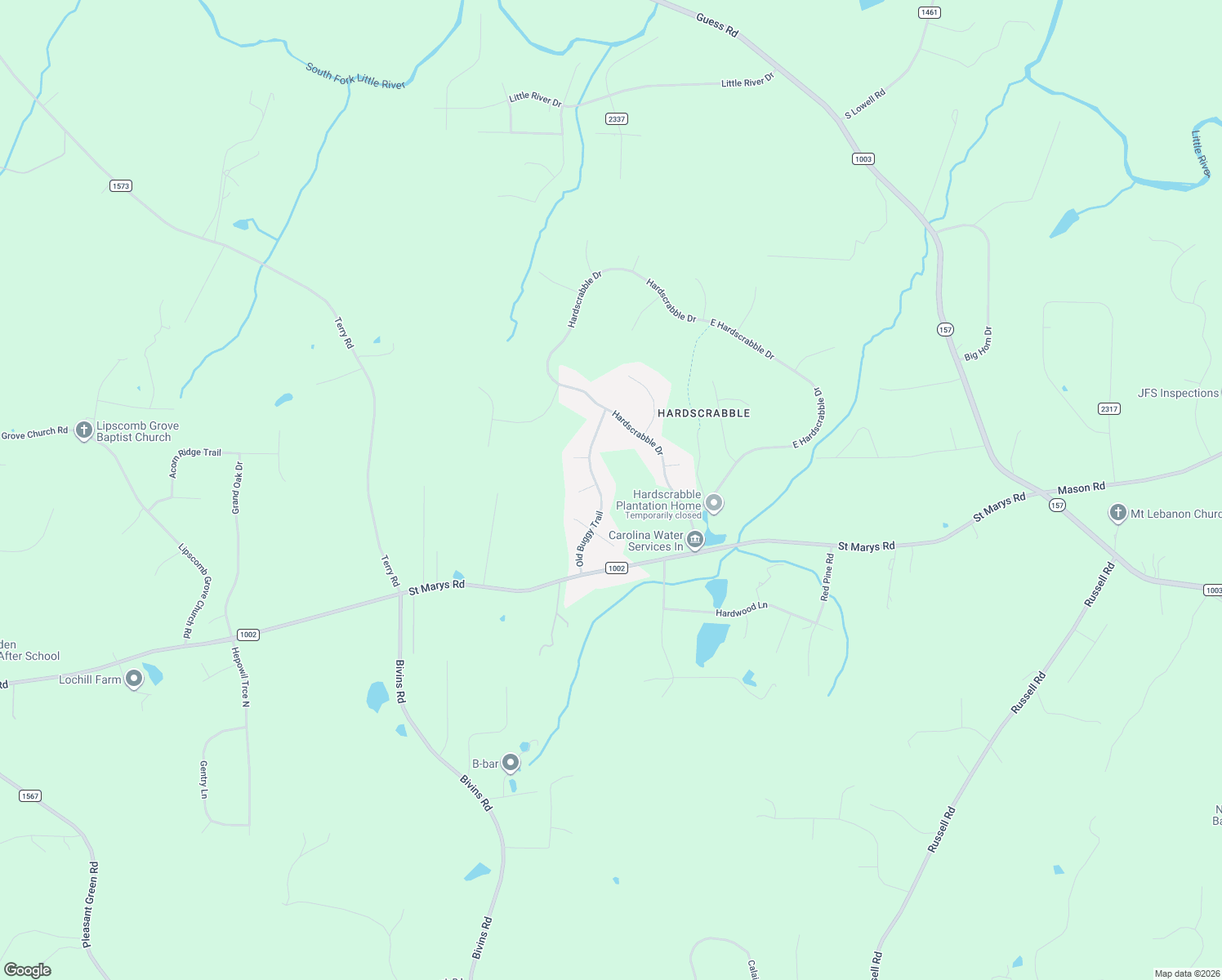 map of restaurants, bars, coffee shops, grocery stores, and more near 305 Old Buggy Trail in Hillsborough