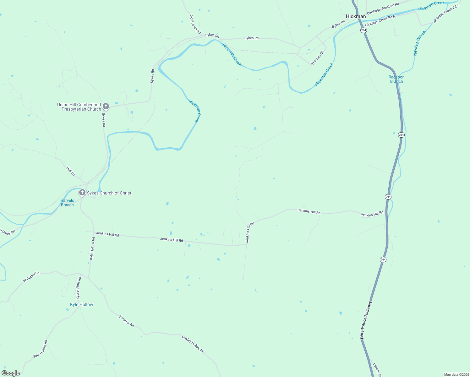 map of restaurants, bars, coffee shops, grocery stores, and more near 85 Racoon Branch Lane in Hickman