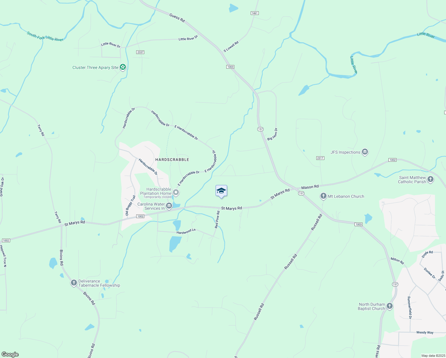 map of restaurants, bars, coffee shops, grocery stores, and more near 1621 Oak Forest Drive in Hillsborough