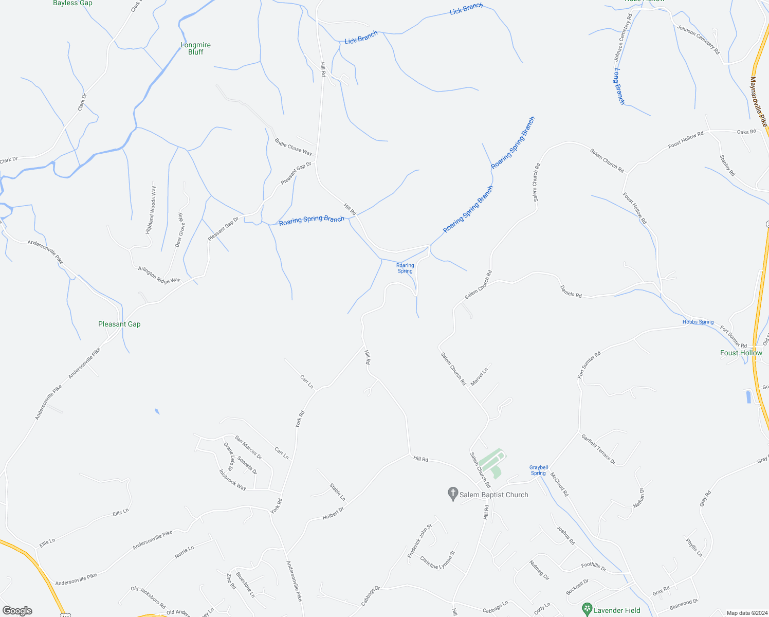 map of restaurants, bars, coffee shops, grocery stores, and more near 8626 Hill Road in Knoxville