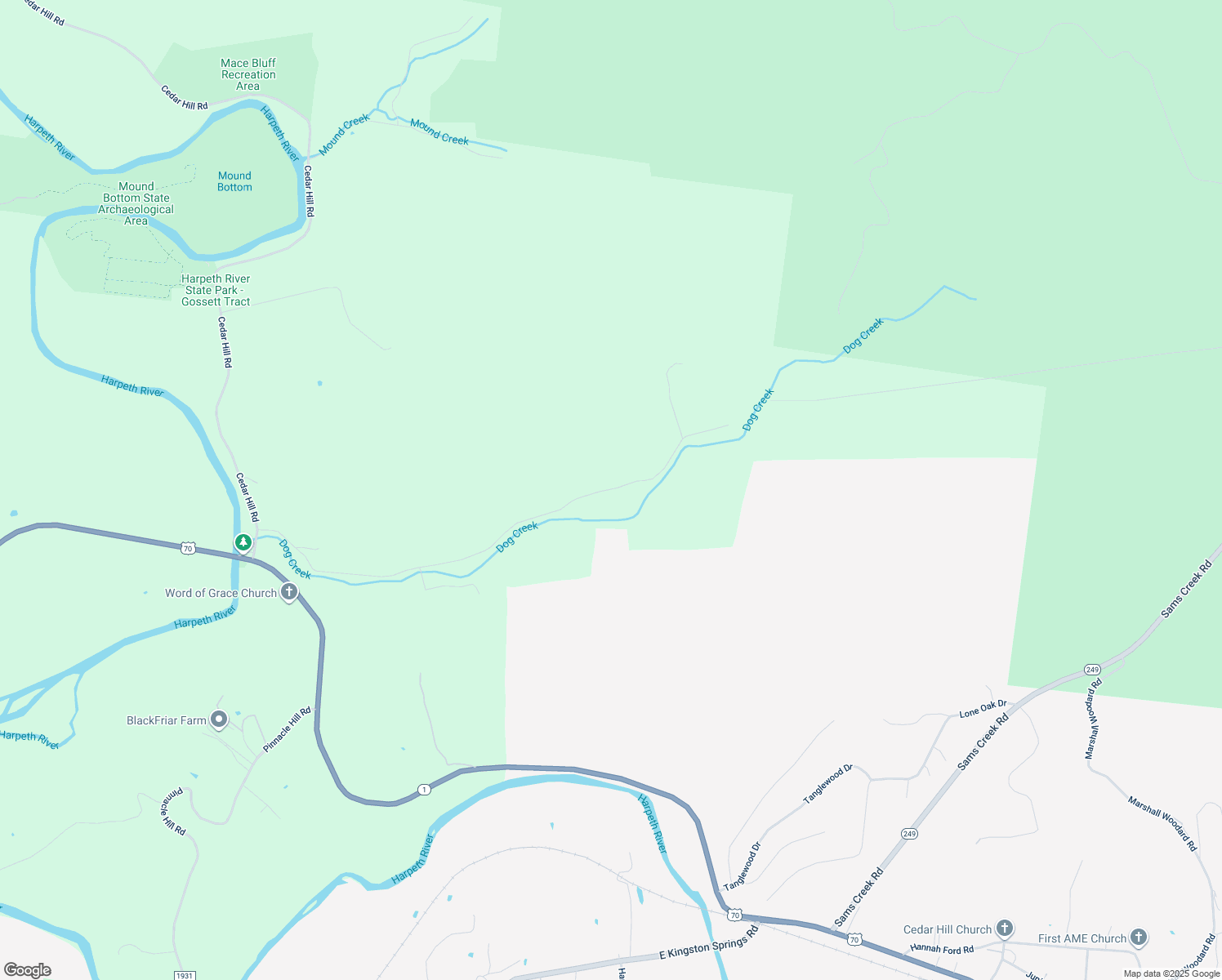 map of restaurants, bars, coffee shops, grocery stores, and more near 1295 Dog Creek Road in Kingston Springs