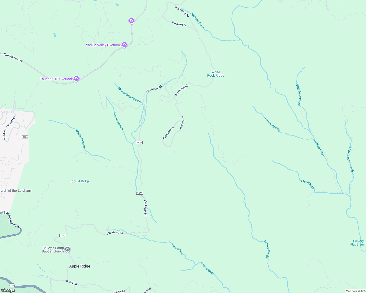 map of restaurants, bars, coffee shops, grocery stores, and more near 1639 Orchard Lane in Boone