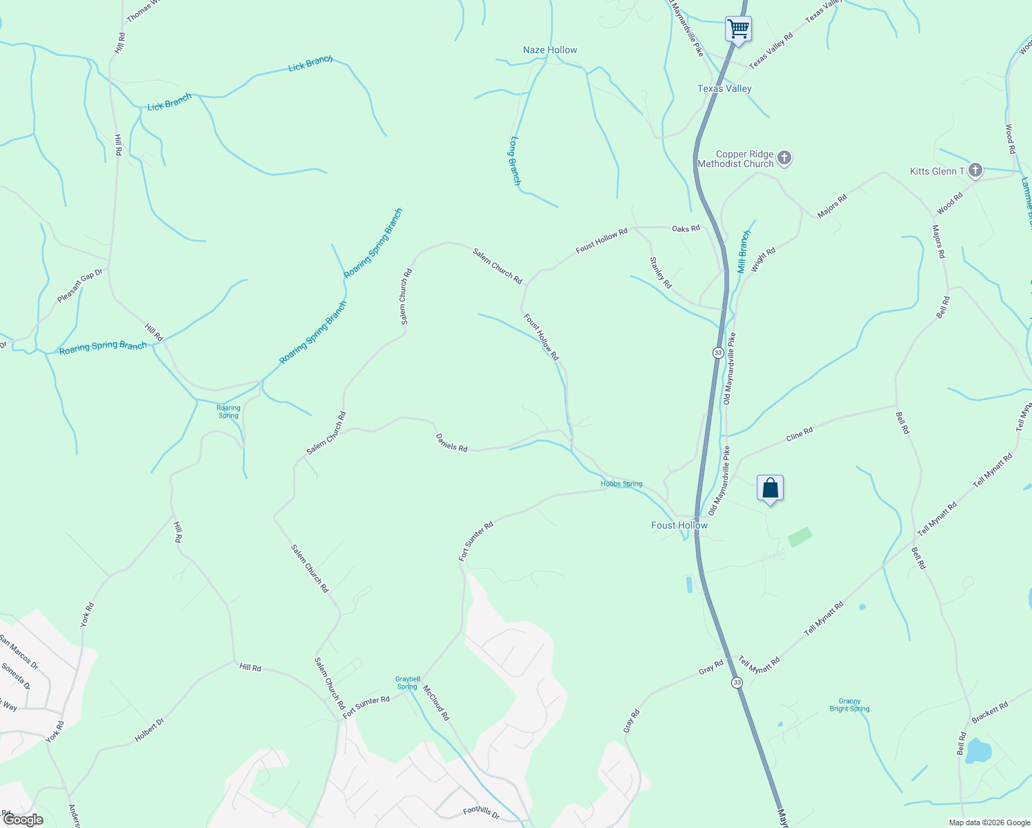 map of restaurants, bars, coffee shops, grocery stores, and more near 5705 Daniels Road in Knoxville