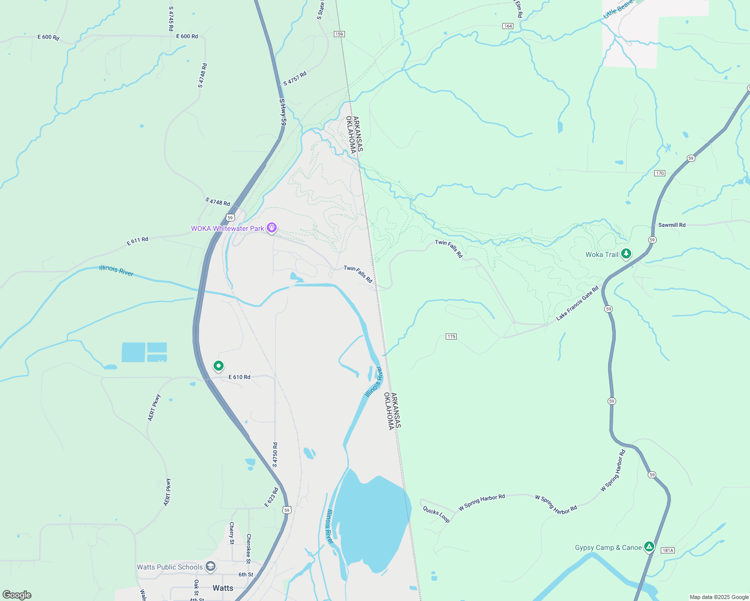 map of restaurants, bars, coffee shops, grocery stores, and more near 23411 Twin Falls Road in Watts Community