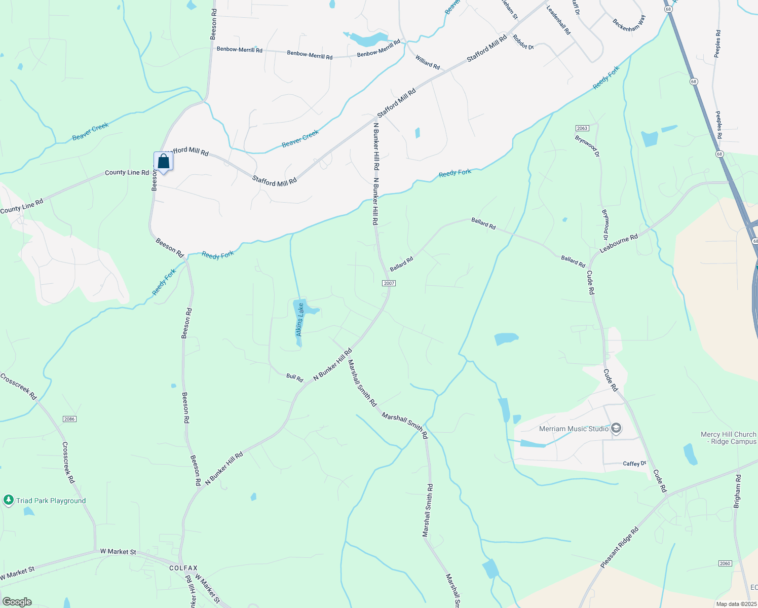 map of restaurants, bars, coffee shops, grocery stores, and more near 8500 Point Oak Drive in Colfax