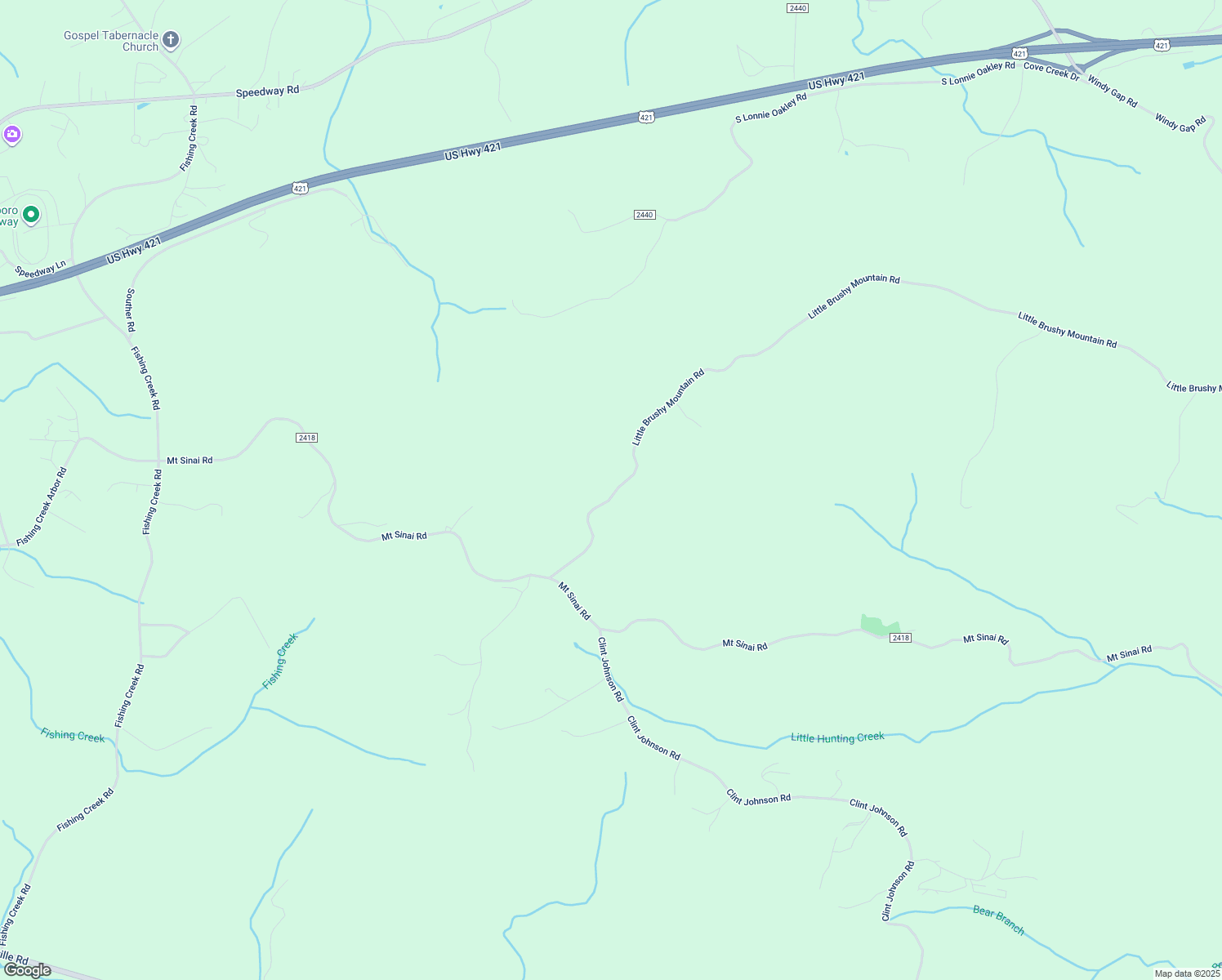 map of restaurants, bars, coffee shops, grocery stores, and more near 425 Little Brushy Mountain Road in Wilkesboro