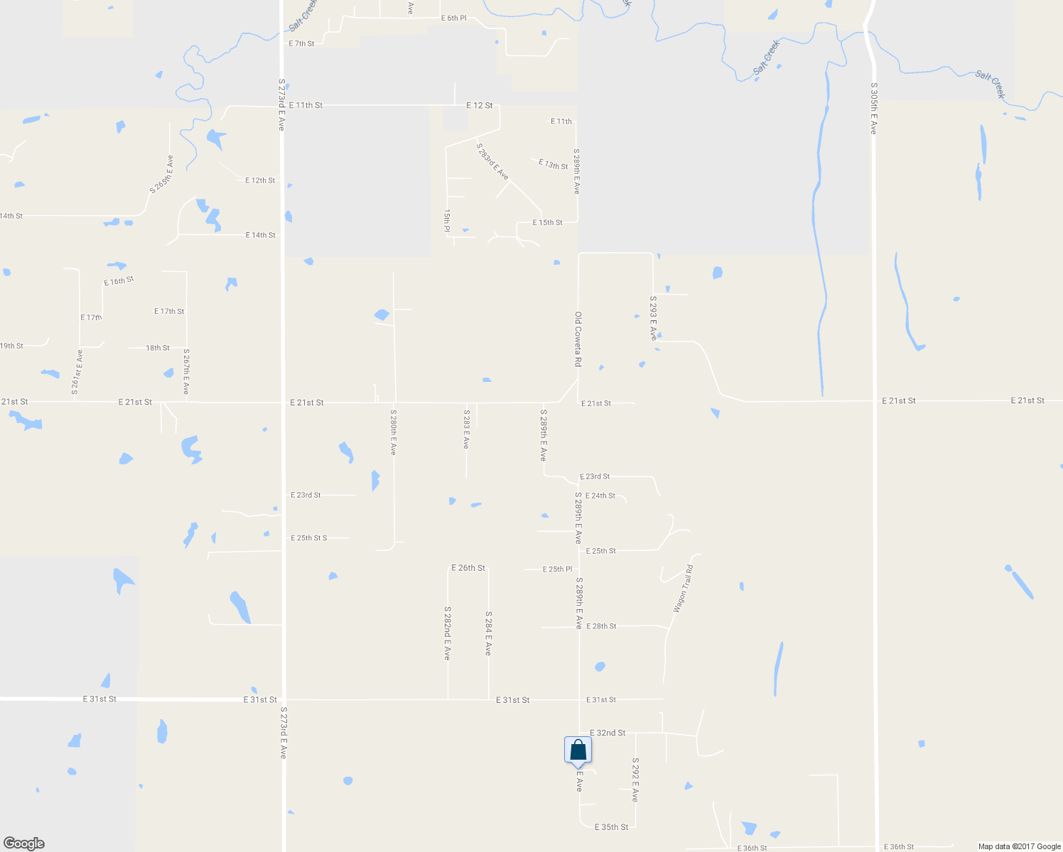 map of restaurants, bars, coffee shops, grocery stores, and more near 2166 South 289th East Avenue in Broken Arrow