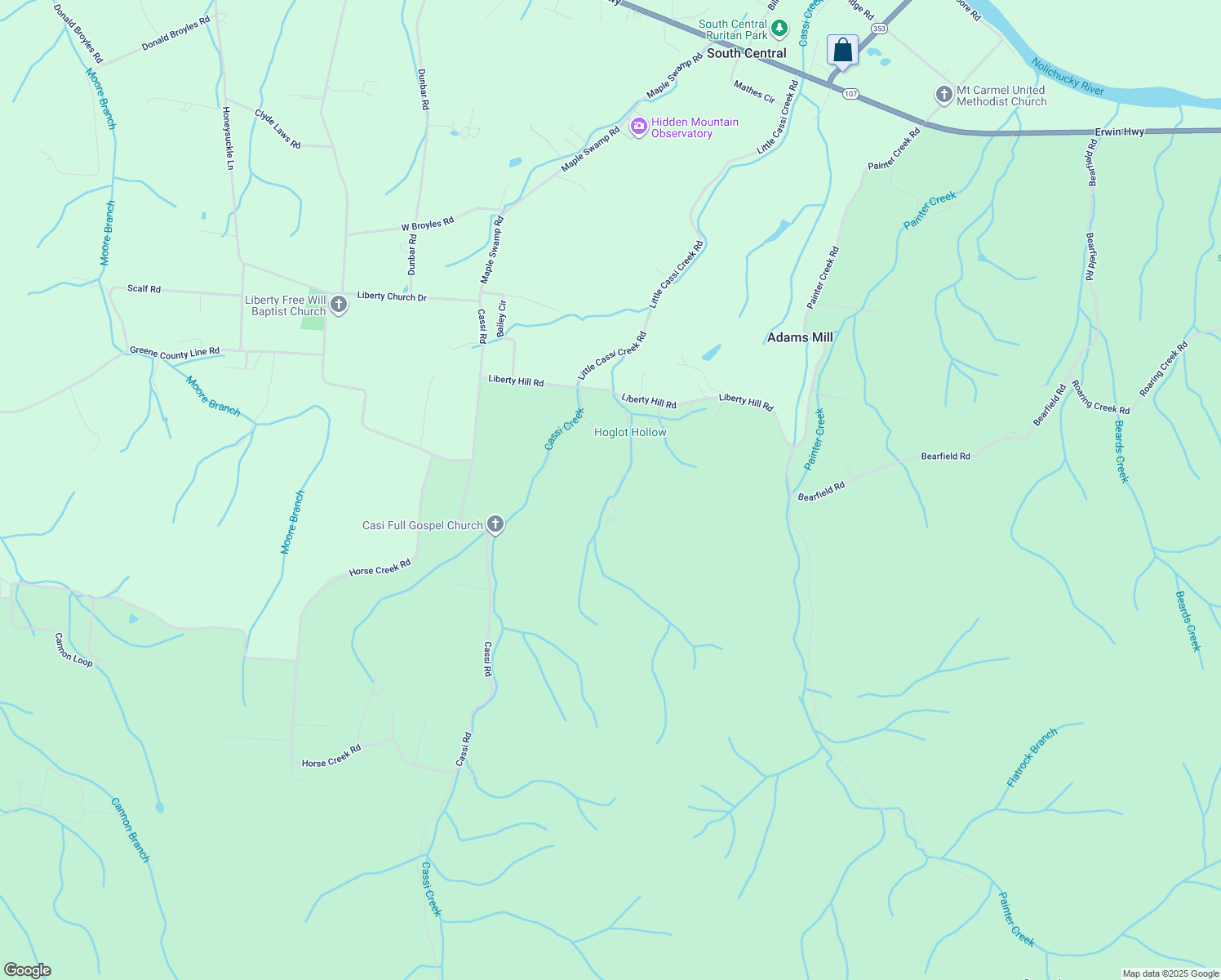 map of restaurants, bars, coffee shops, grocery stores, and more near 222 Bailey Road in Chuckey
