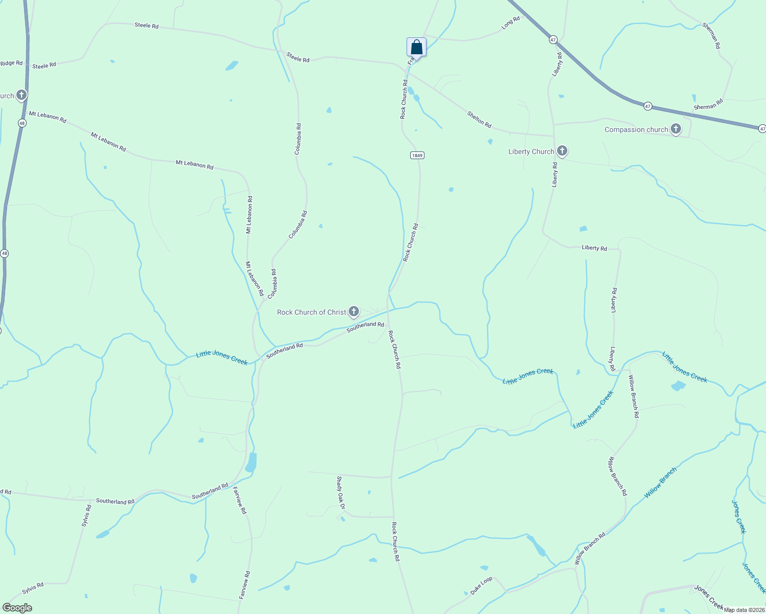 map of restaurants, bars, coffee shops, grocery stores, and more near 102 Rock Church Cementry Road in Charlotte