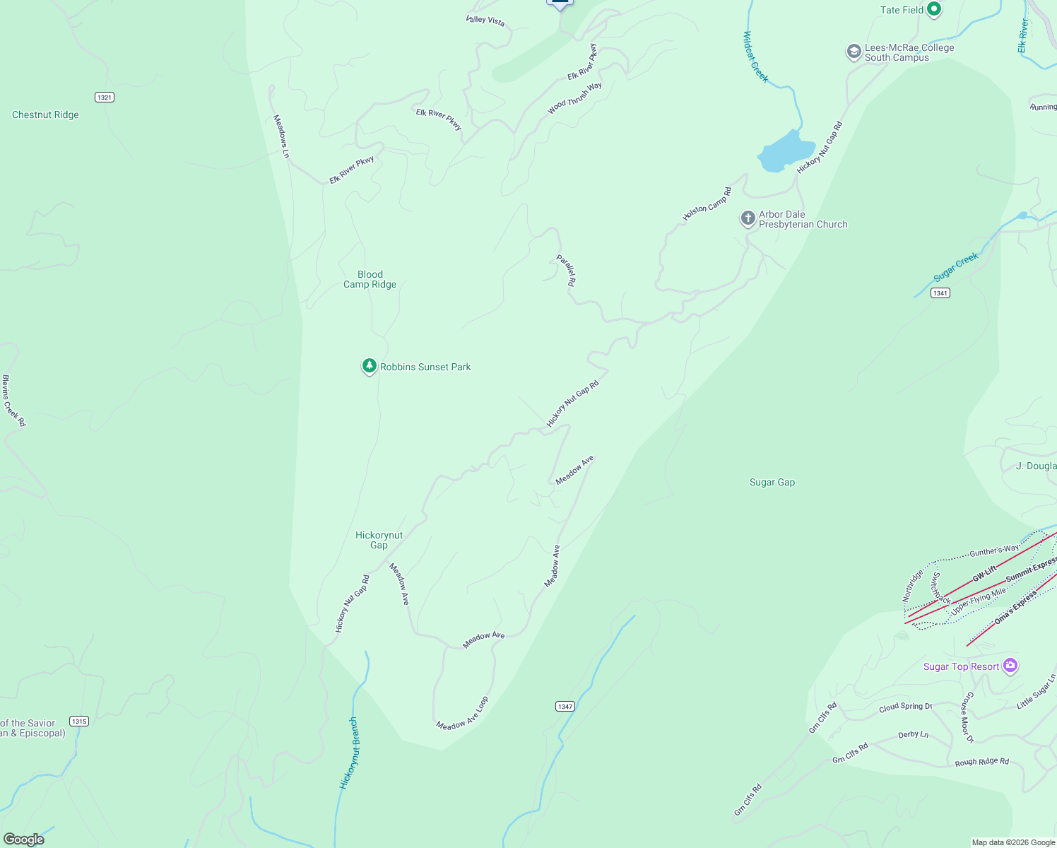 map of restaurants, bars, coffee shops, grocery stores, and more near 5349 Hickory Nut Gap Road in Banner Elk