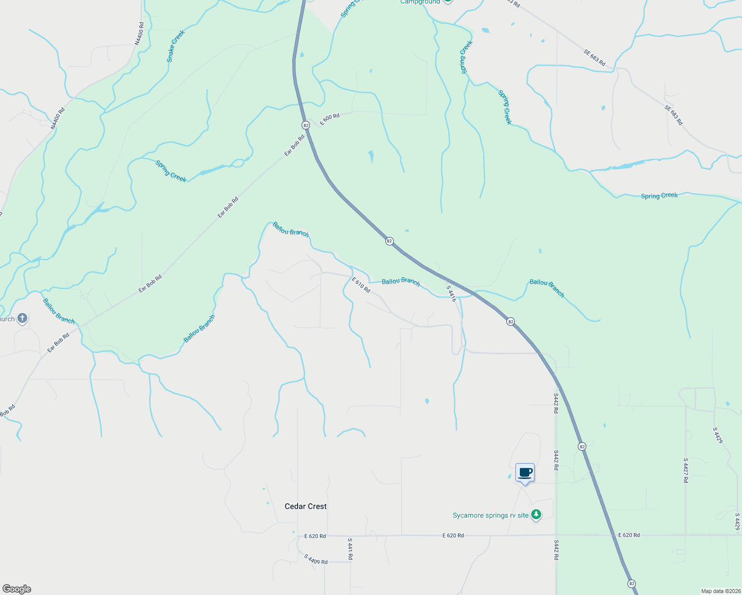 map of restaurants, bars, coffee shops, grocery stores, and more near 5881 East 610 Road in Locust Grove