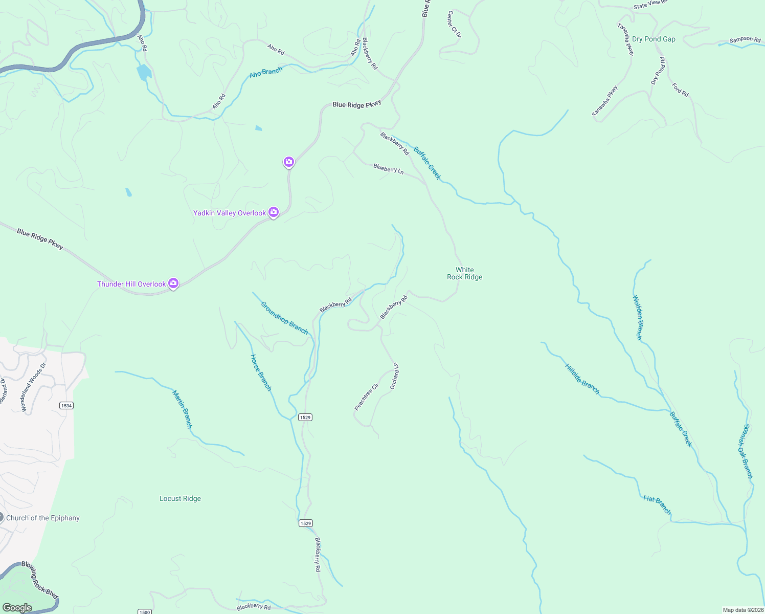 map of restaurants, bars, coffee shops, grocery stores, and more near 2030 Blackberry Road in Boone