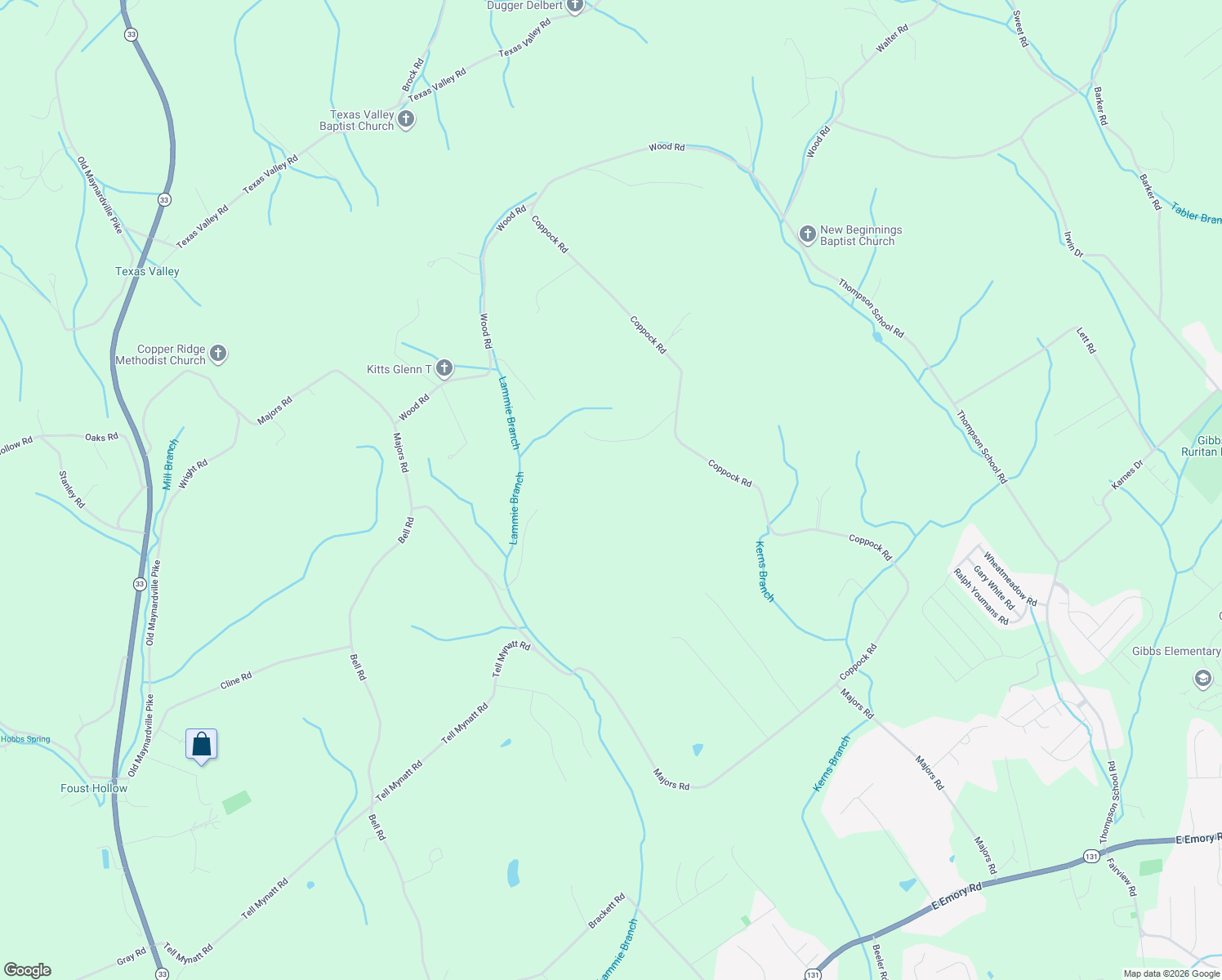 map of restaurants, bars, coffee shops, grocery stores, and more near 7112 Warren Lane in Knox County