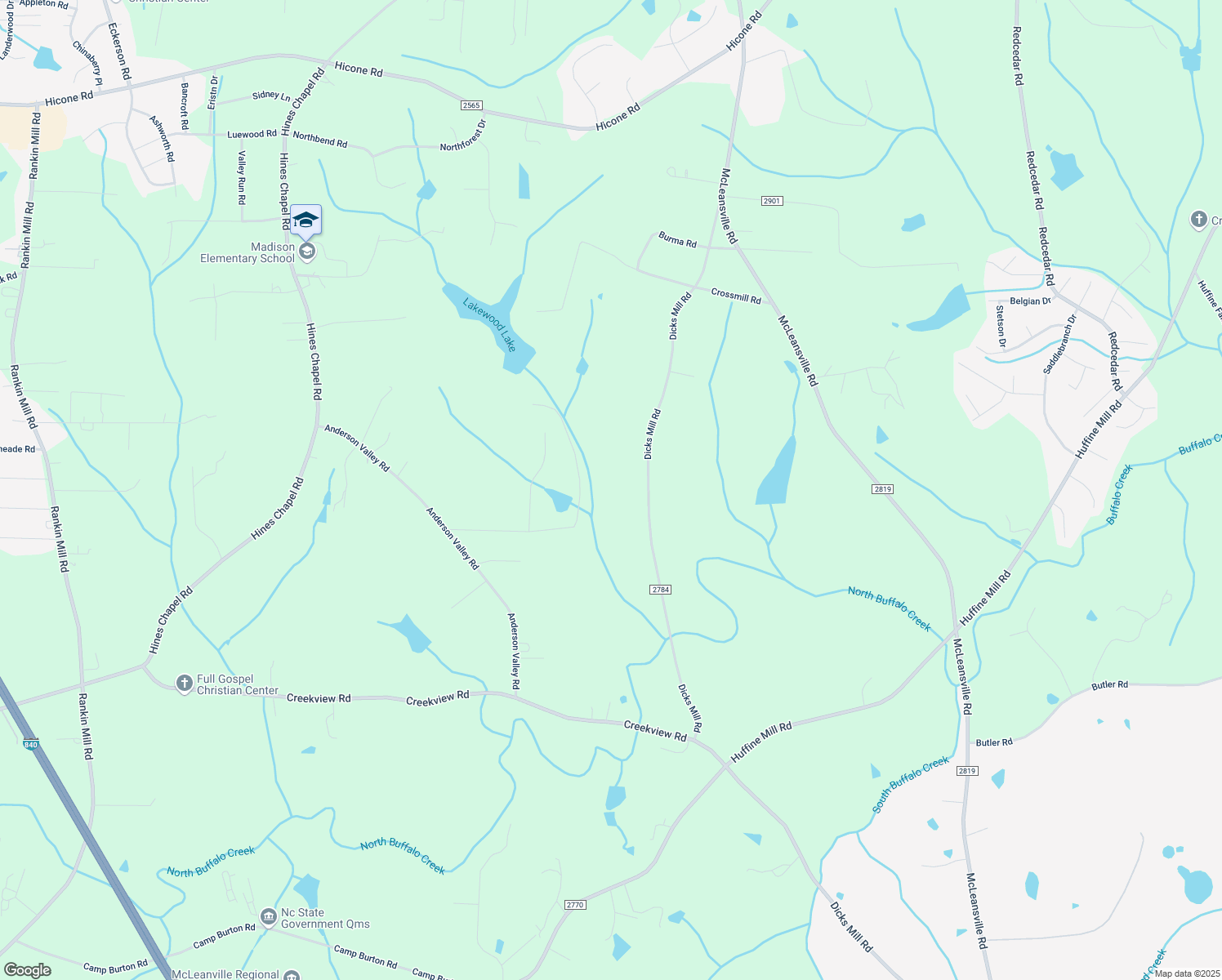 map of restaurants, bars, coffee shops, grocery stores, and more near 4567 Dicks Mill Road in McLeansville