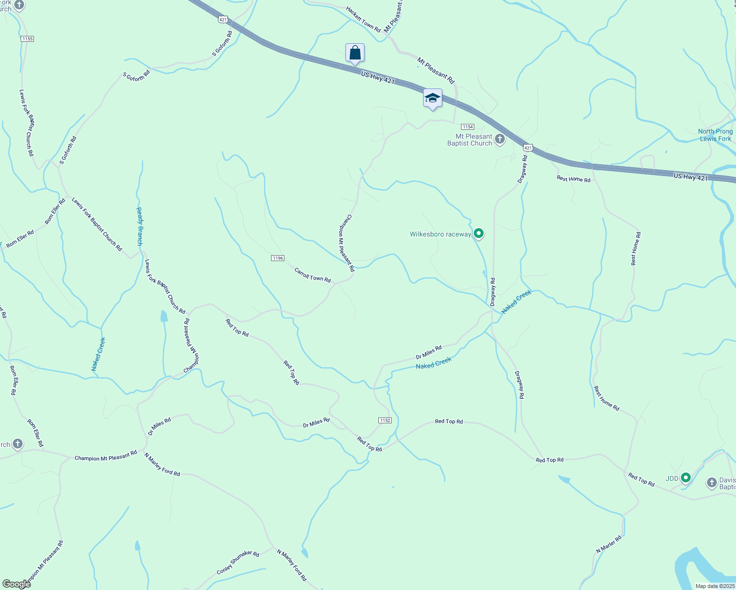 map of restaurants, bars, coffee shops, grocery stores, and more near 1517 Champion Mount Pleasant Road in Ferguson