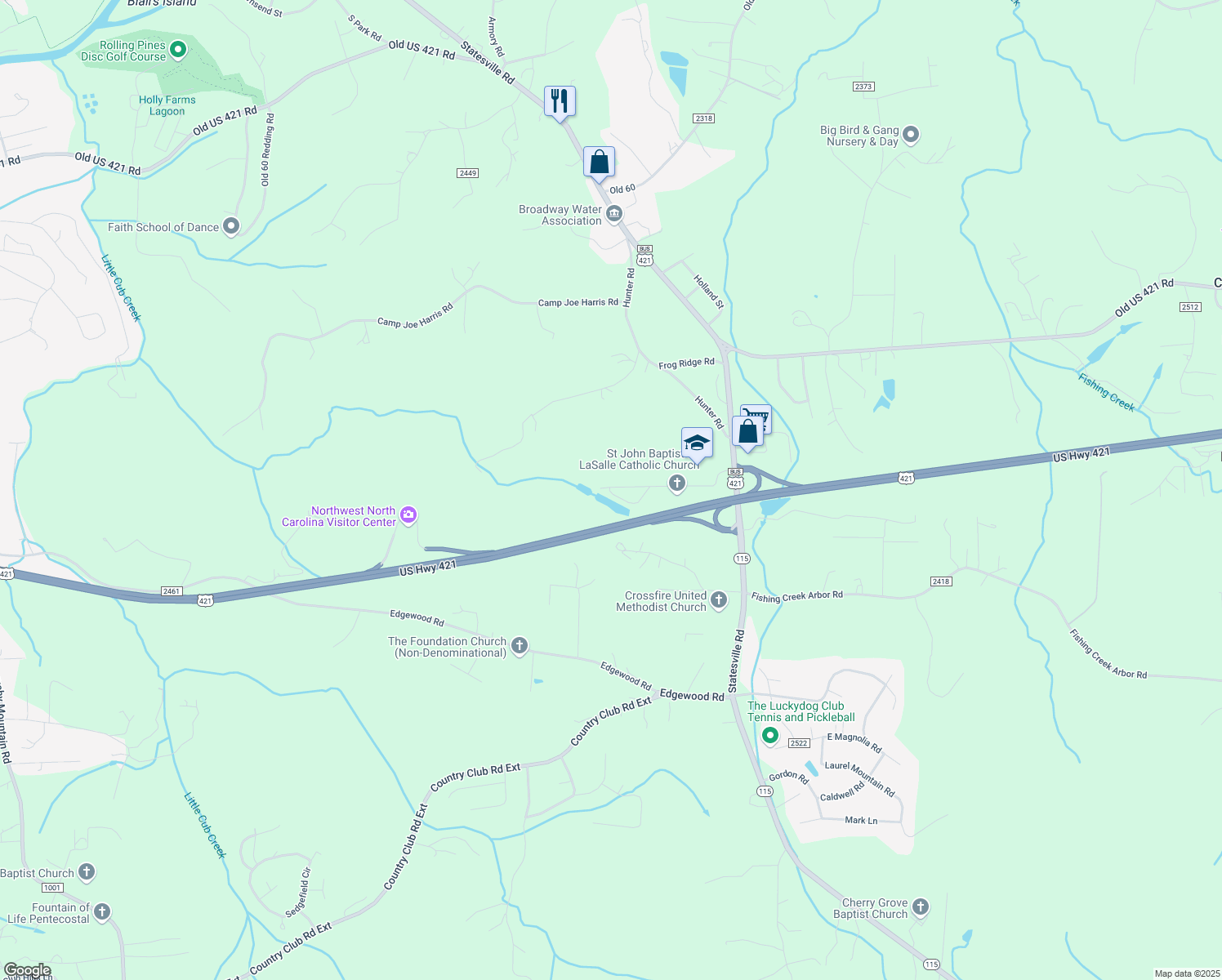 map of restaurants, bars, coffee shops, grocery stores, and more near 200 C C Wright School Road in North Wilkesboro