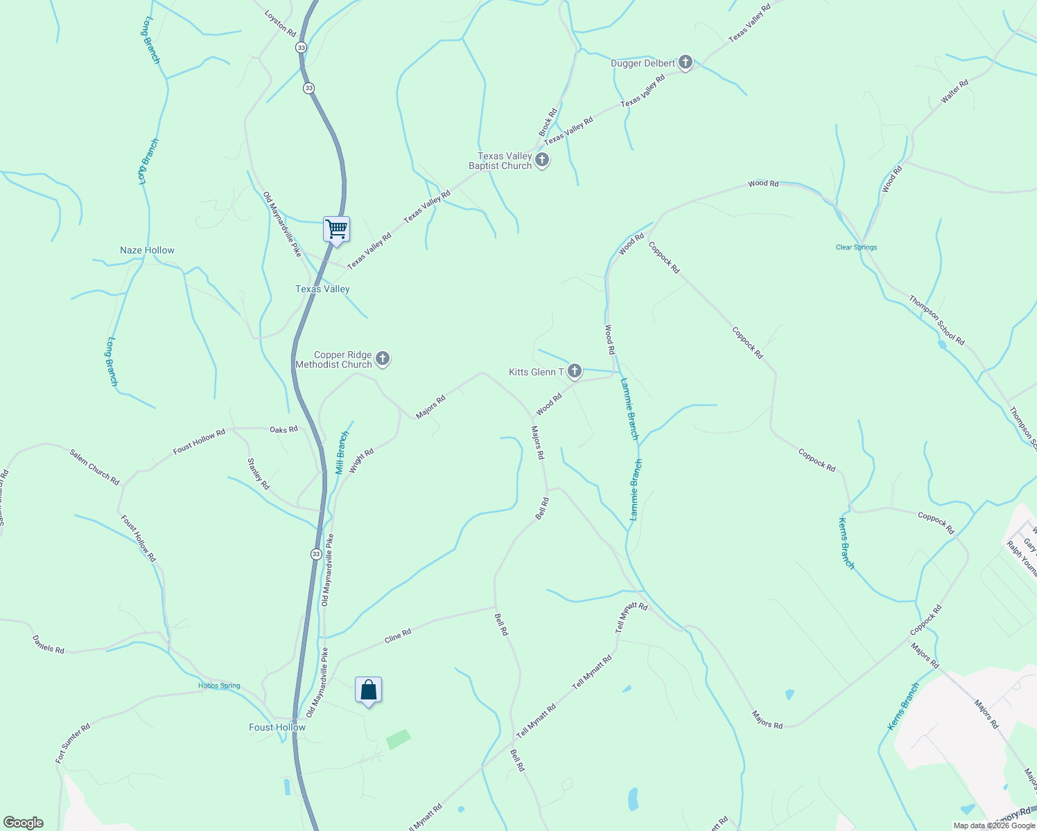 map of restaurants, bars, coffee shops, grocery stores, and more near 8429 Majors Road in Knoxville