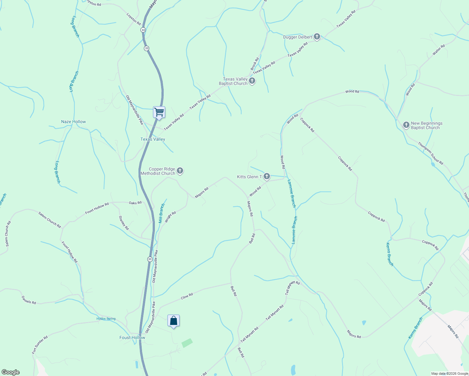 map of restaurants, bars, coffee shops, grocery stores, and more near 8517 Majors Road in Knoxville