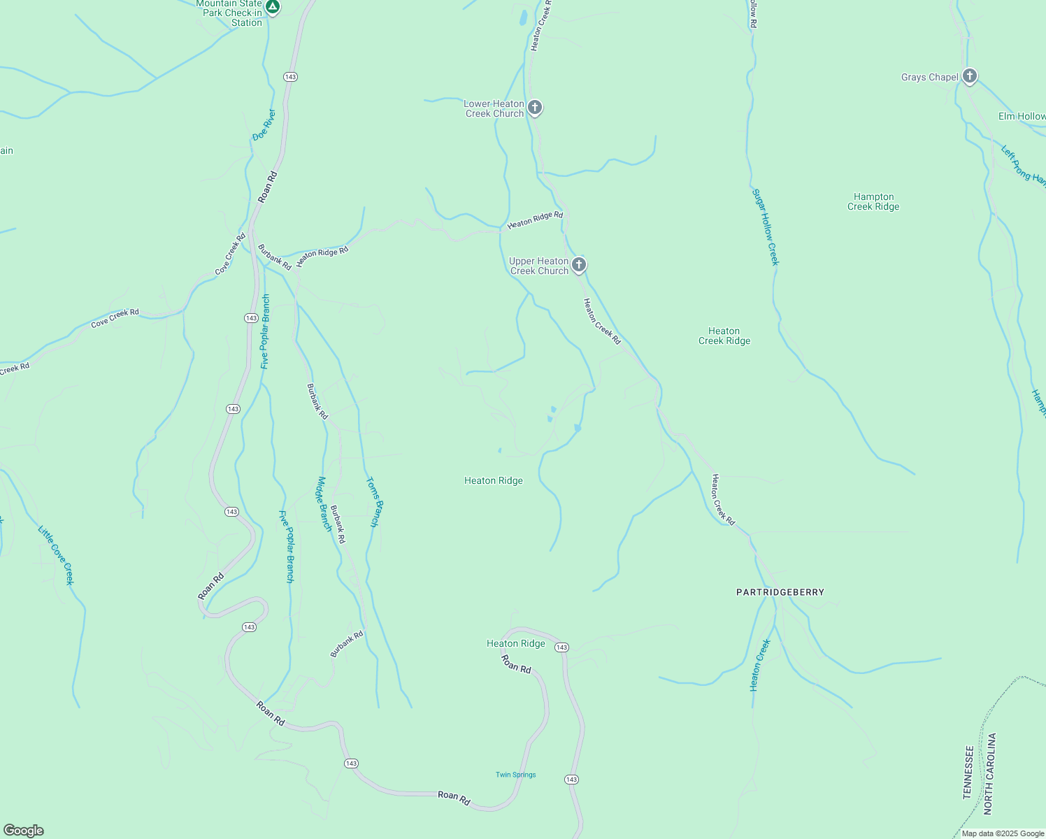 map of restaurants, bars, coffee shops, grocery stores, and more near 402 Eagle Ridge Road in Roan Mountain