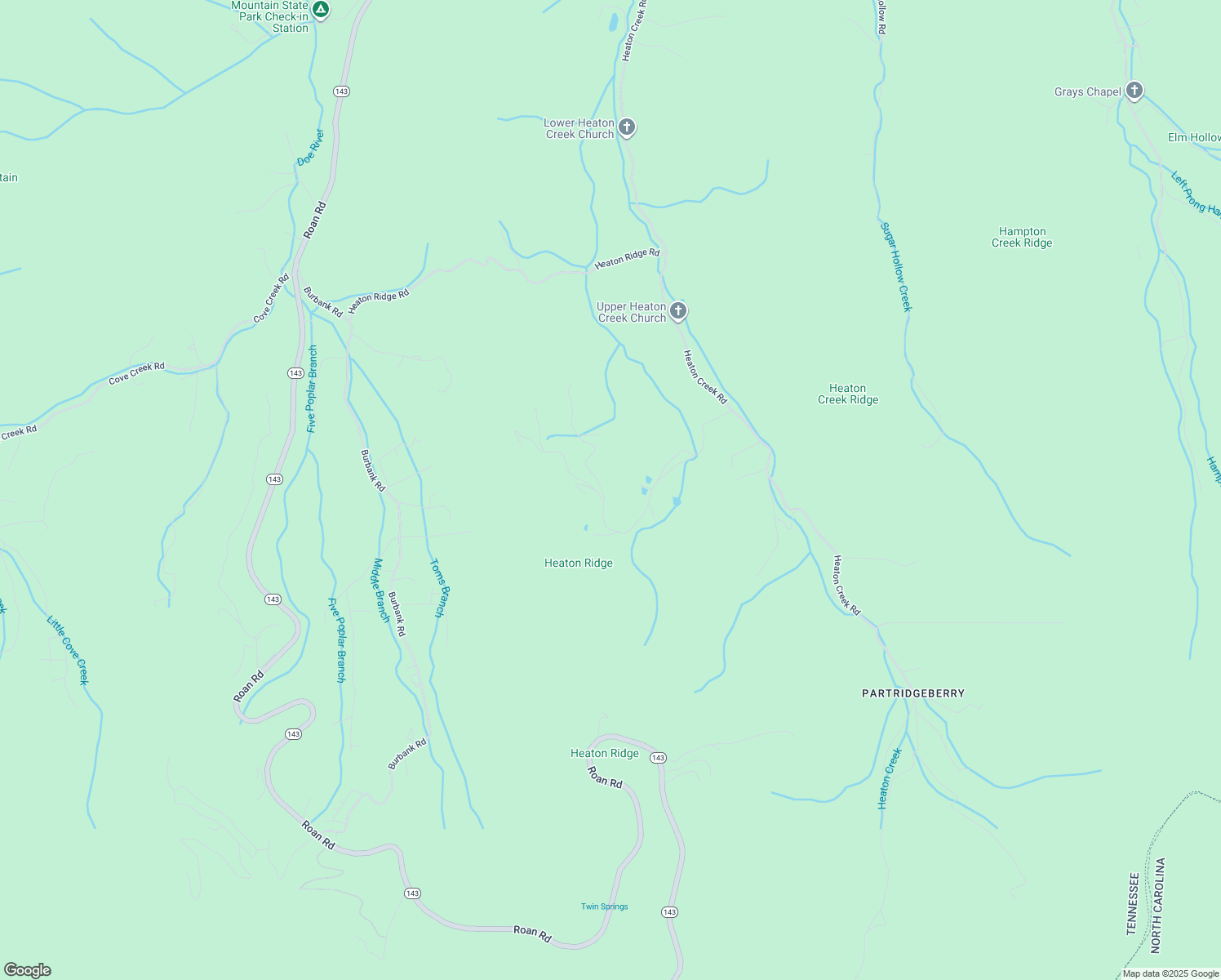 map of restaurants, bars, coffee shops, grocery stores, and more near 402 Eagle Ridge Road in Roan Mountain