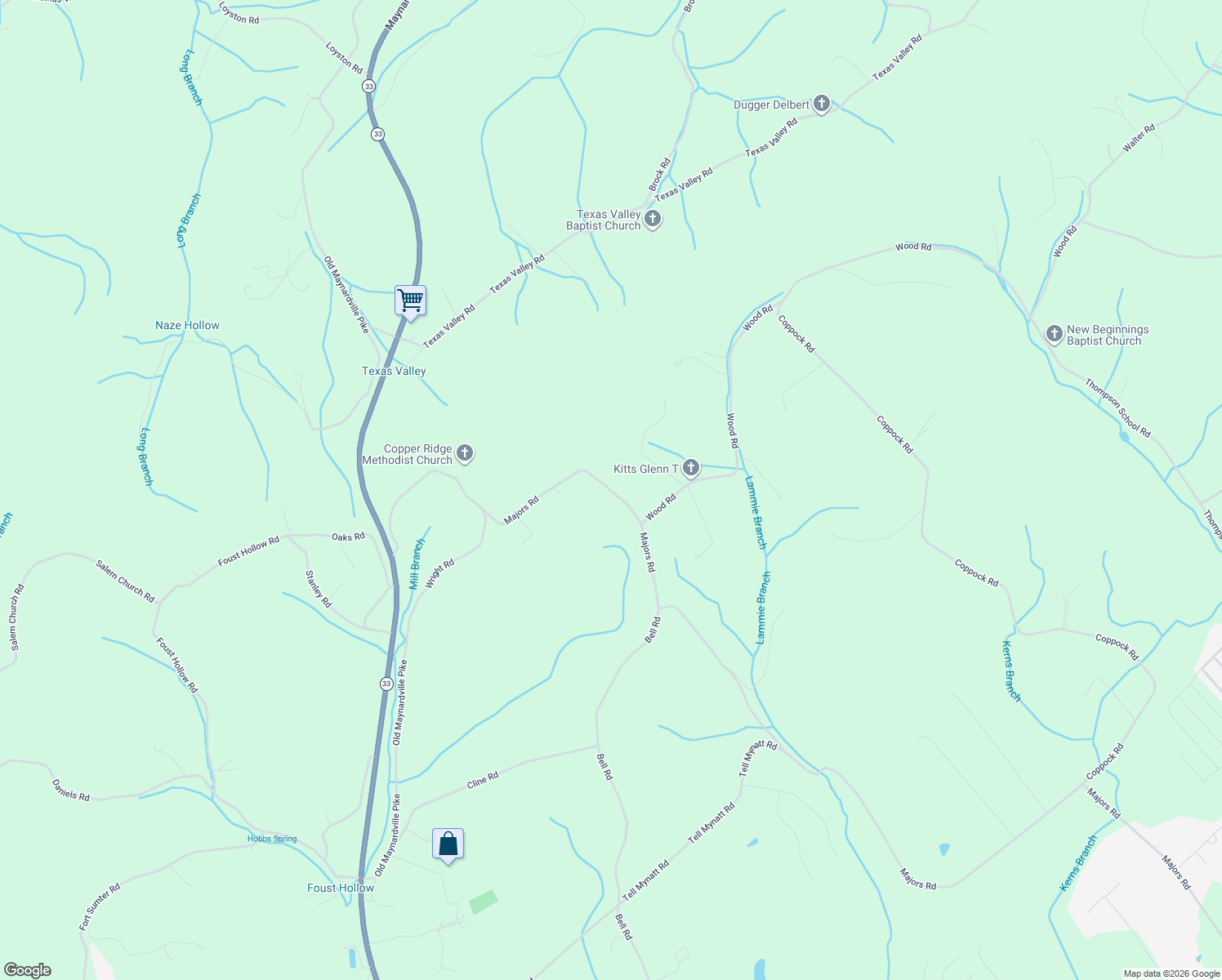 map of restaurants, bars, coffee shops, grocery stores, and more near 8517 Majors Road in Knoxville