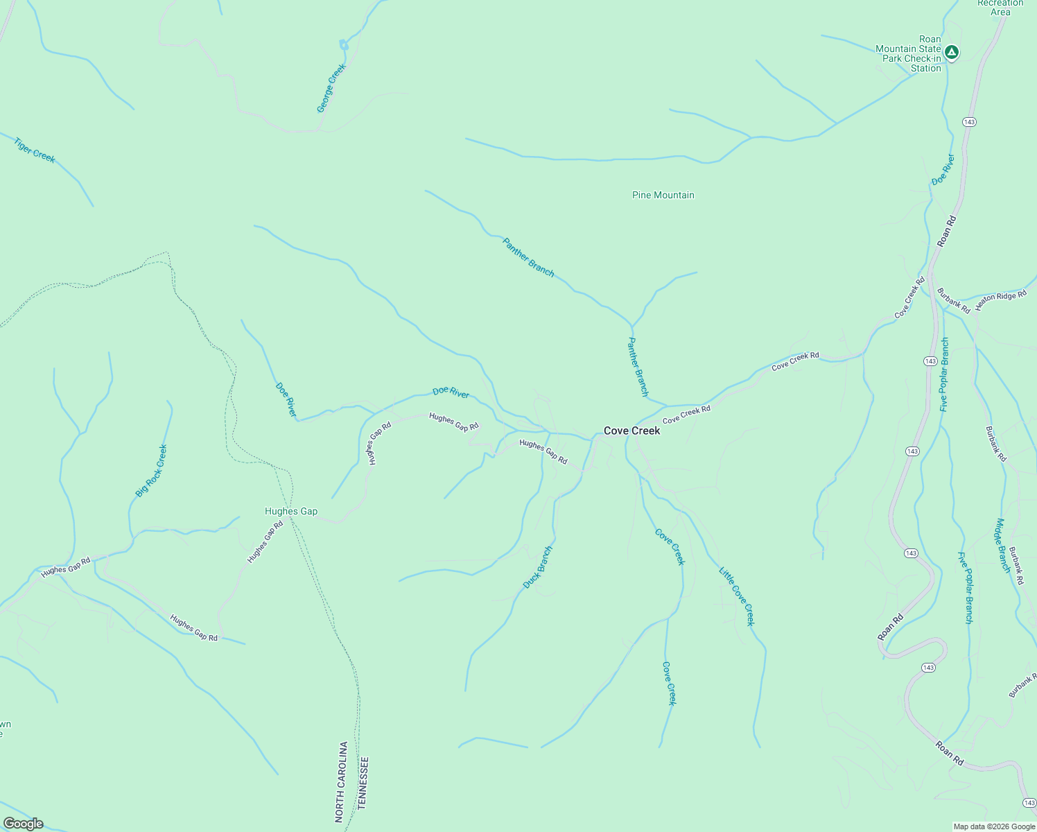 map of restaurants, bars, coffee shops, grocery stores, and more near 476 Hughes Gap Road in Roan Mountain
