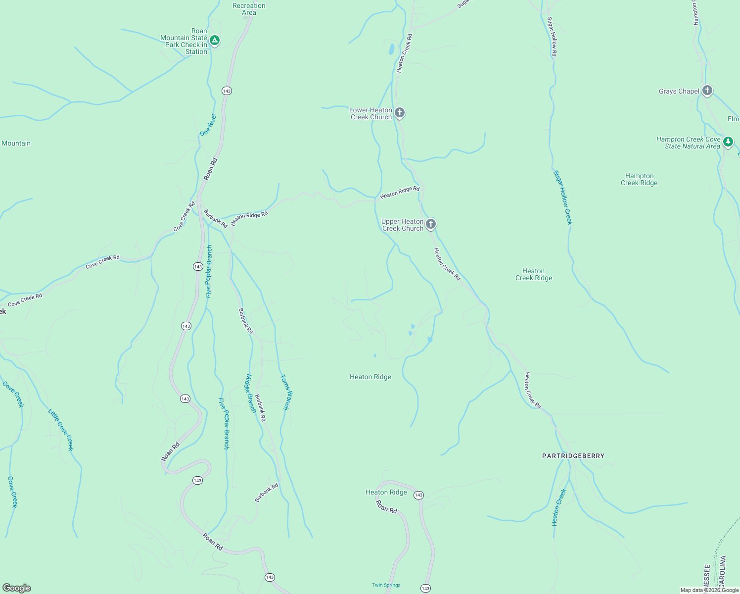 map of restaurants, bars, coffee shops, grocery stores, and more near 422 Eagle Ridge Road in Roan Mountain
