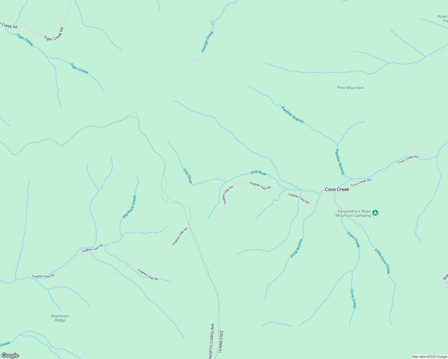 map of restaurants, bars, coffee shops, grocery stores, and more near 126 Ann Cove Road in Roan Mountain