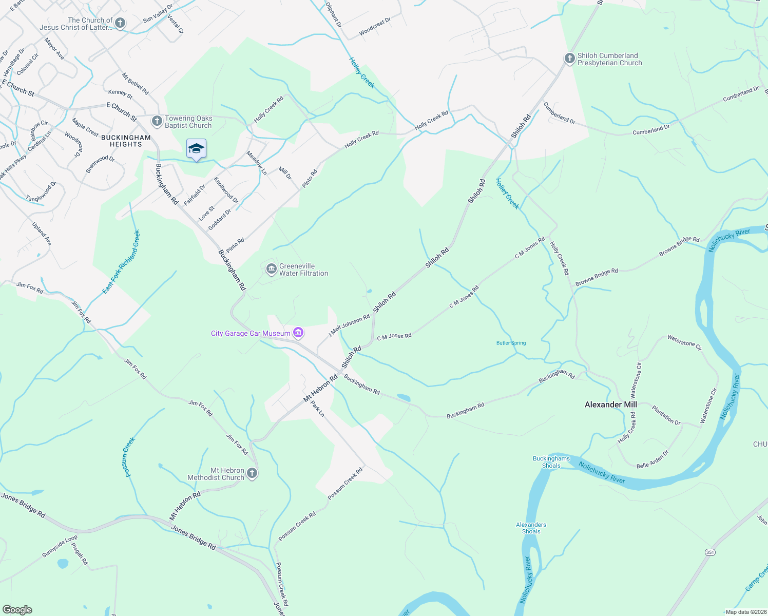 map of restaurants, bars, coffee shops, grocery stores, and more near 2545 Shiloh Rd in Greeneville