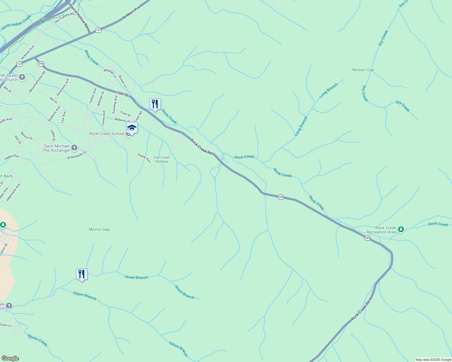 map of restaurants, bars, coffee shops, grocery stores, and more near 810 Dogwood Dr in Erwin