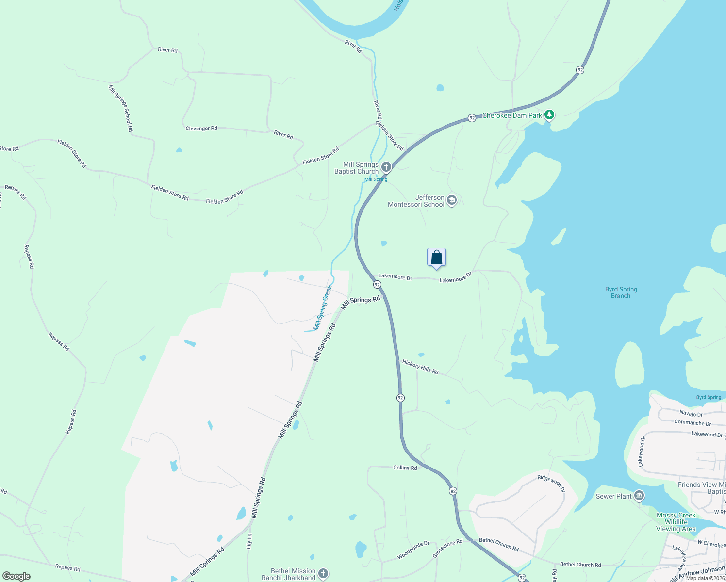 map of restaurants, bars, coffee shops, grocery stores, and more near 1681 Mill Springs Rd in New Market