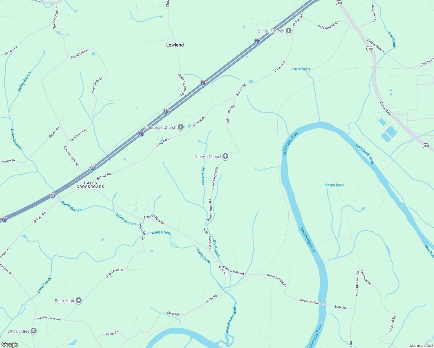 map of restaurants, bars, coffee shops, grocery stores, and more near 5157 Buell Chapel Road in Morristown