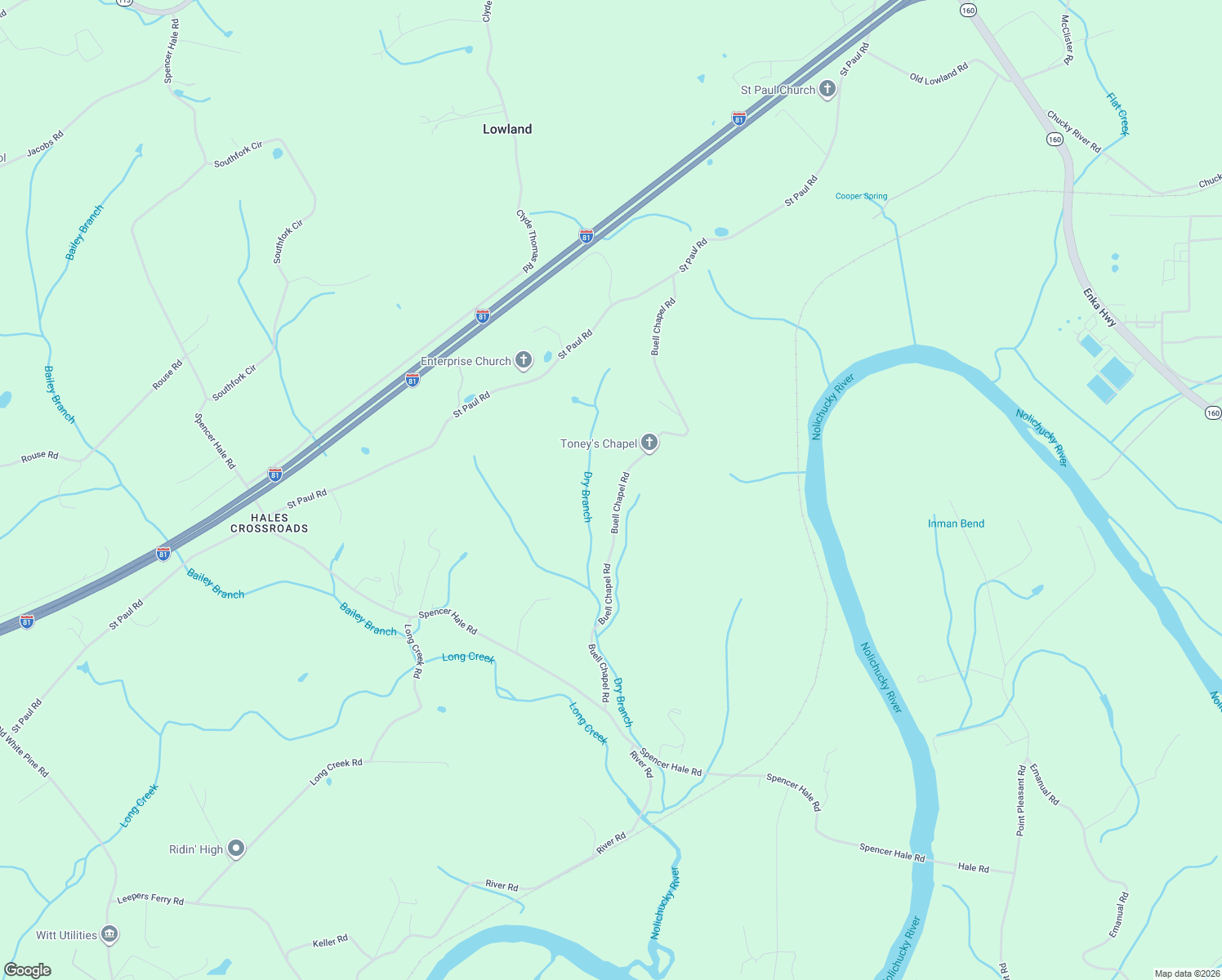 map of restaurants, bars, coffee shops, grocery stores, and more near 5214 Buell Chapel Road in Morristown