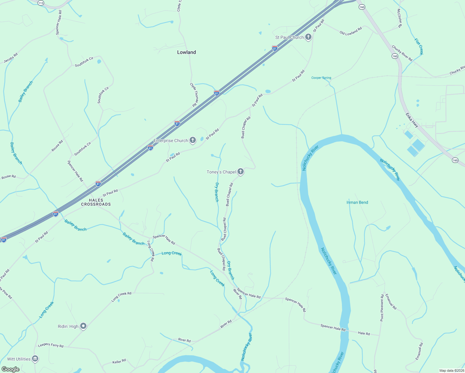 map of restaurants, bars, coffee shops, grocery stores, and more near 5157 Buell Chapel Road in Morristown