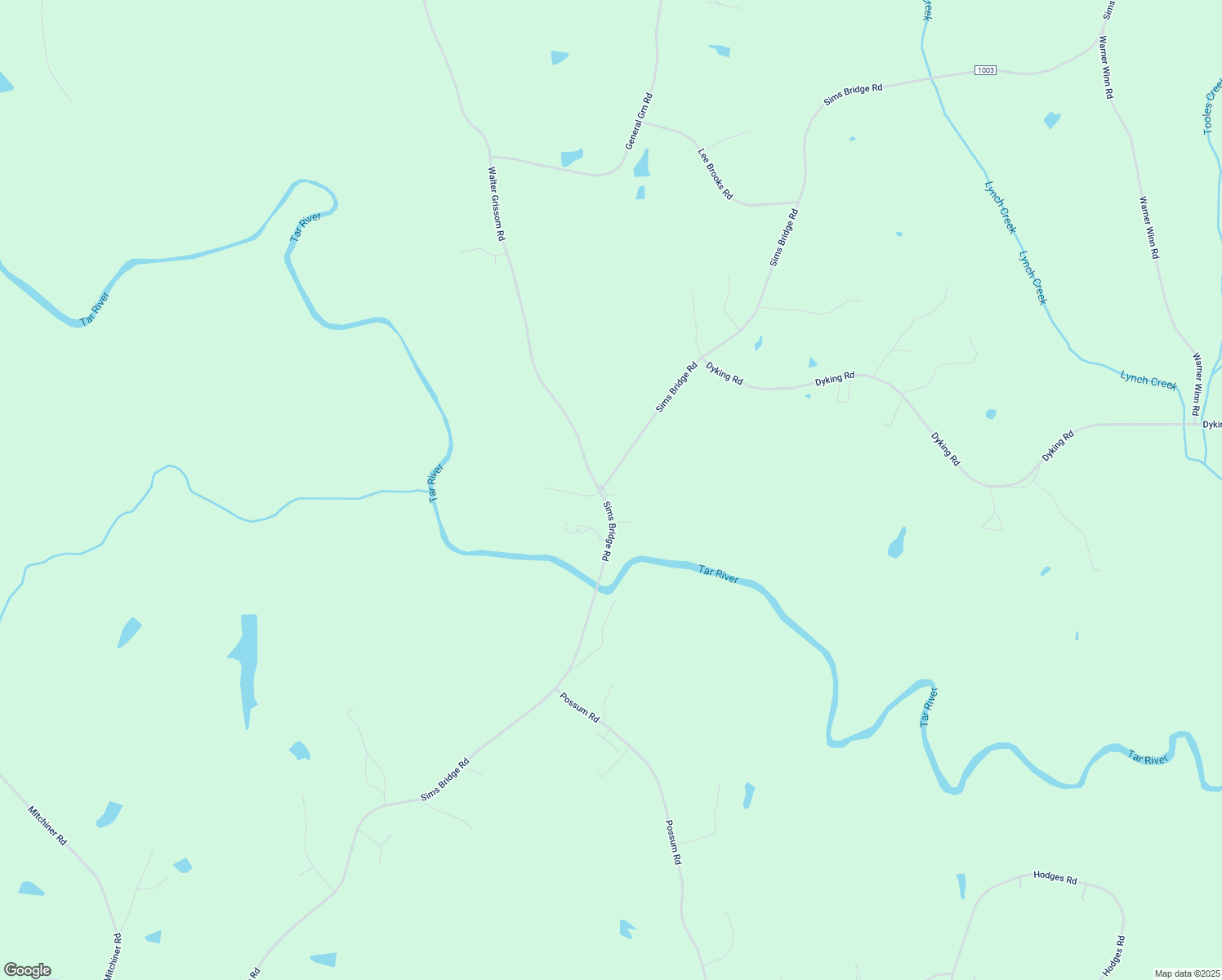 map of restaurants, bars, coffee shops, grocery stores, and more near 1042 Sims Bridge Road in Kittrell