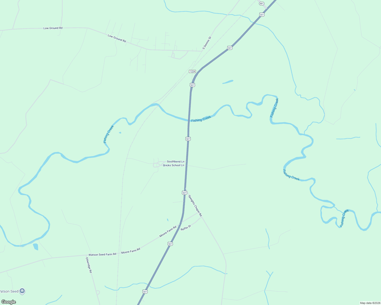 map of restaurants, bars, coffee shops, grocery stores, and more near 2036 U.S. 301 in Whitakers