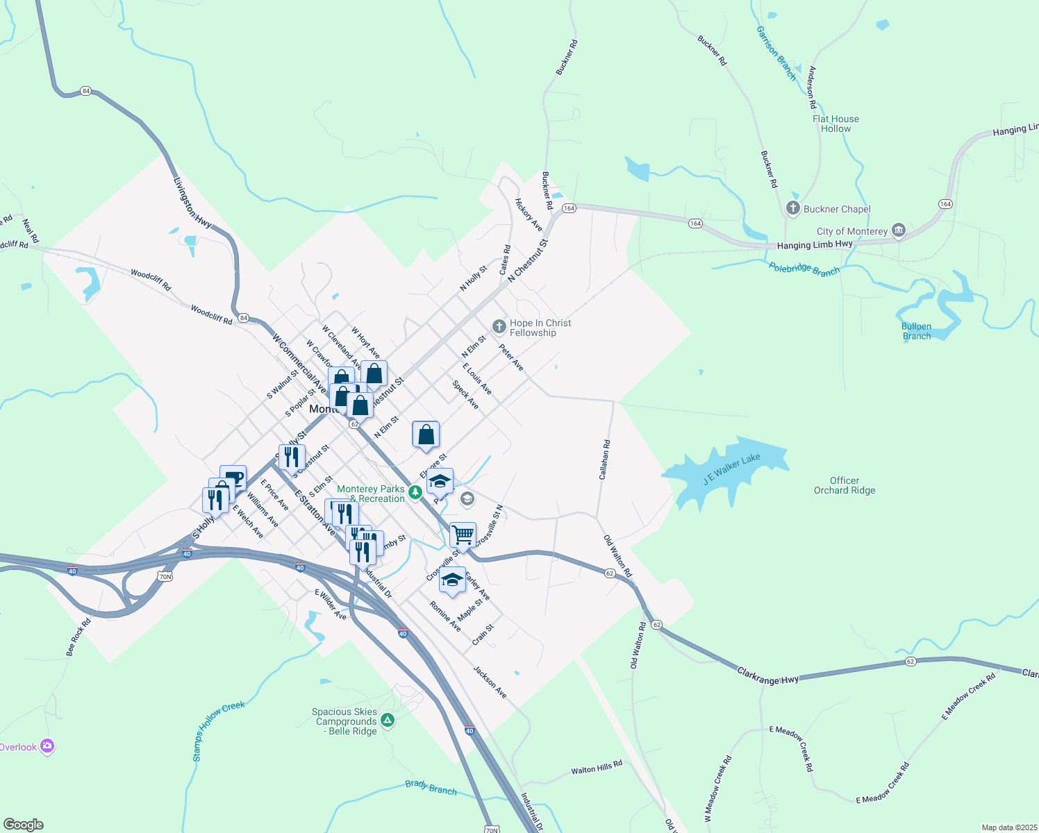map of restaurants, bars, coffee shops, grocery stores, and more near 522 East Louis Avenue in Monterey