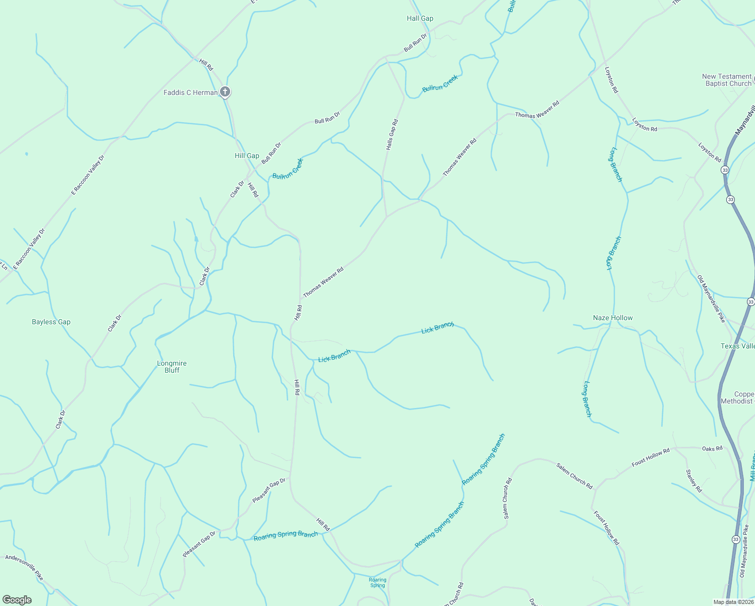 map of restaurants, bars, coffee shops, grocery stores, and more near 6220 Thomas Weaver Road in Knoxville