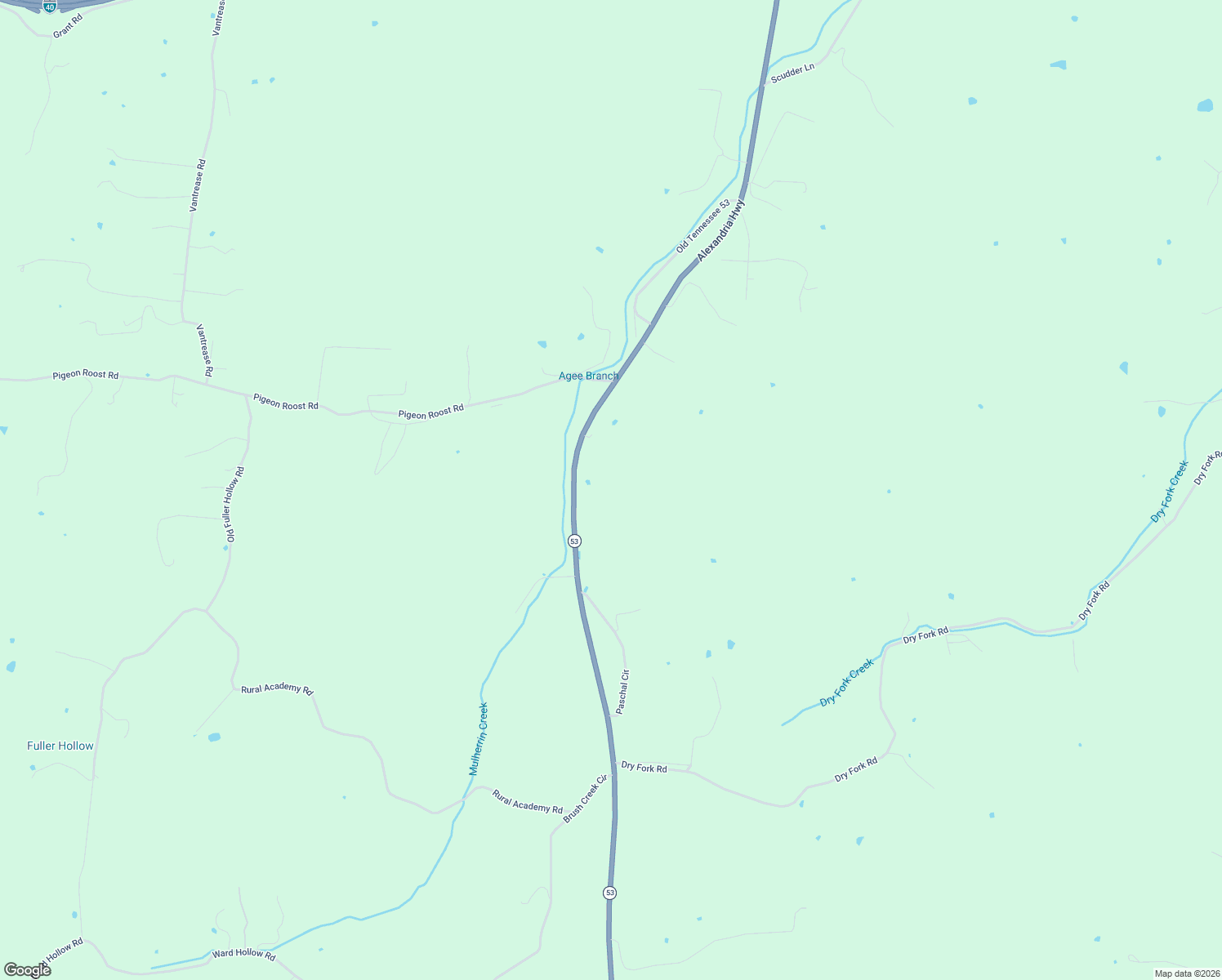map of restaurants, bars, coffee shops, grocery stores, and more near 193 Alexandria Highway in Brush Creek