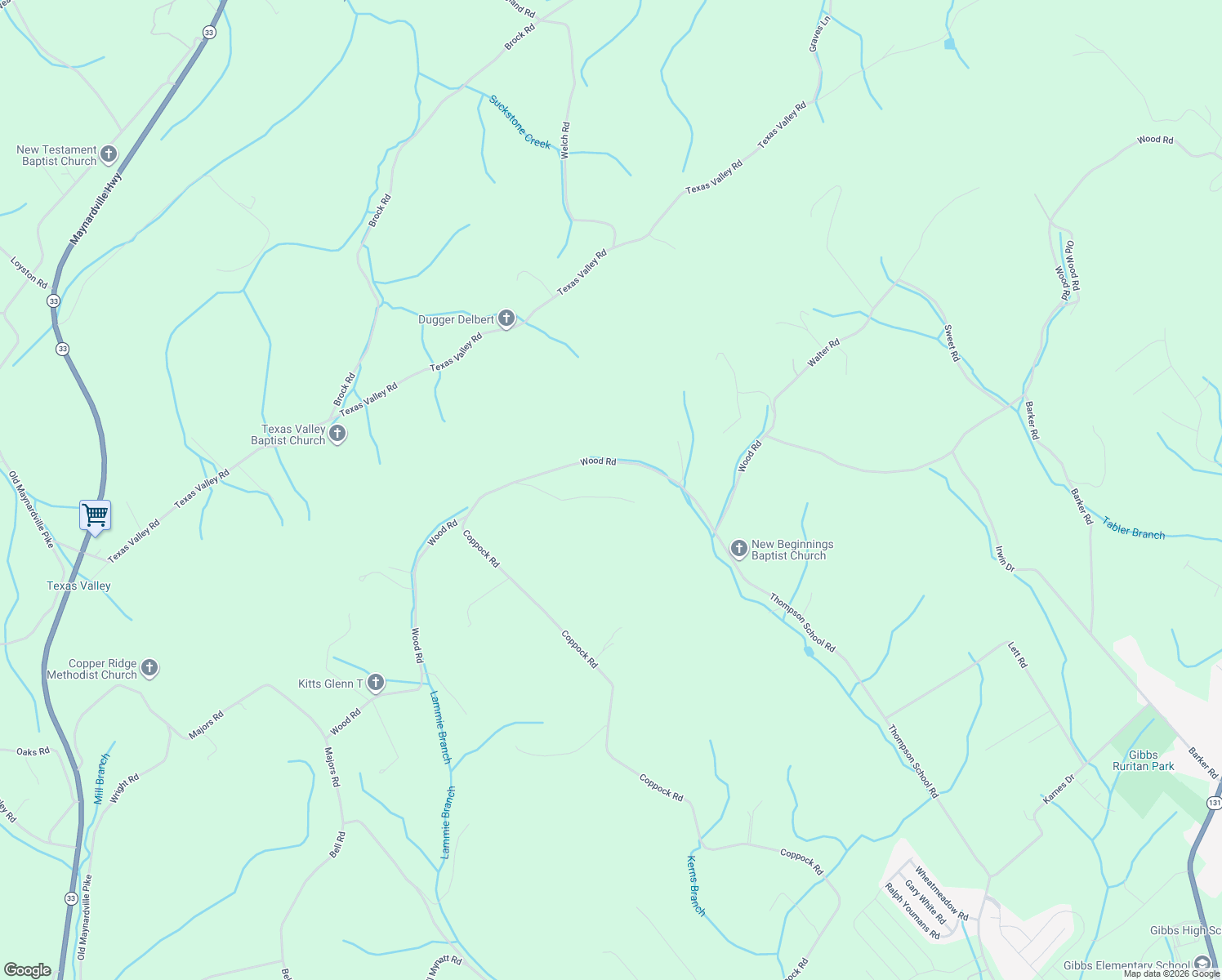 map of restaurants, bars, coffee shops, grocery stores, and more near 7306 Harvey Henry Road in Corryton