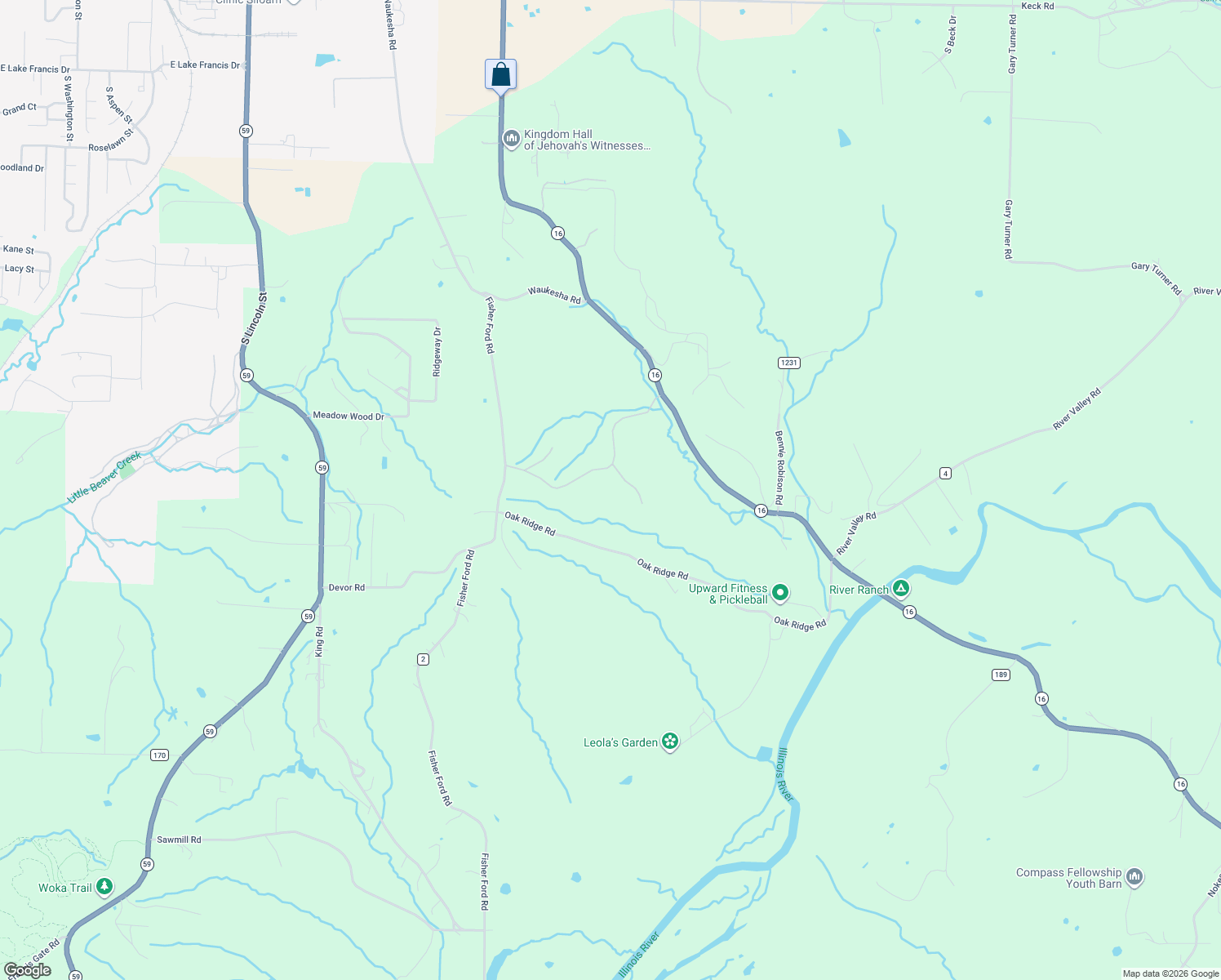 map of restaurants, bars, coffee shops, grocery stores, and more near 21249 Abberley Lane in Siloam Springs
